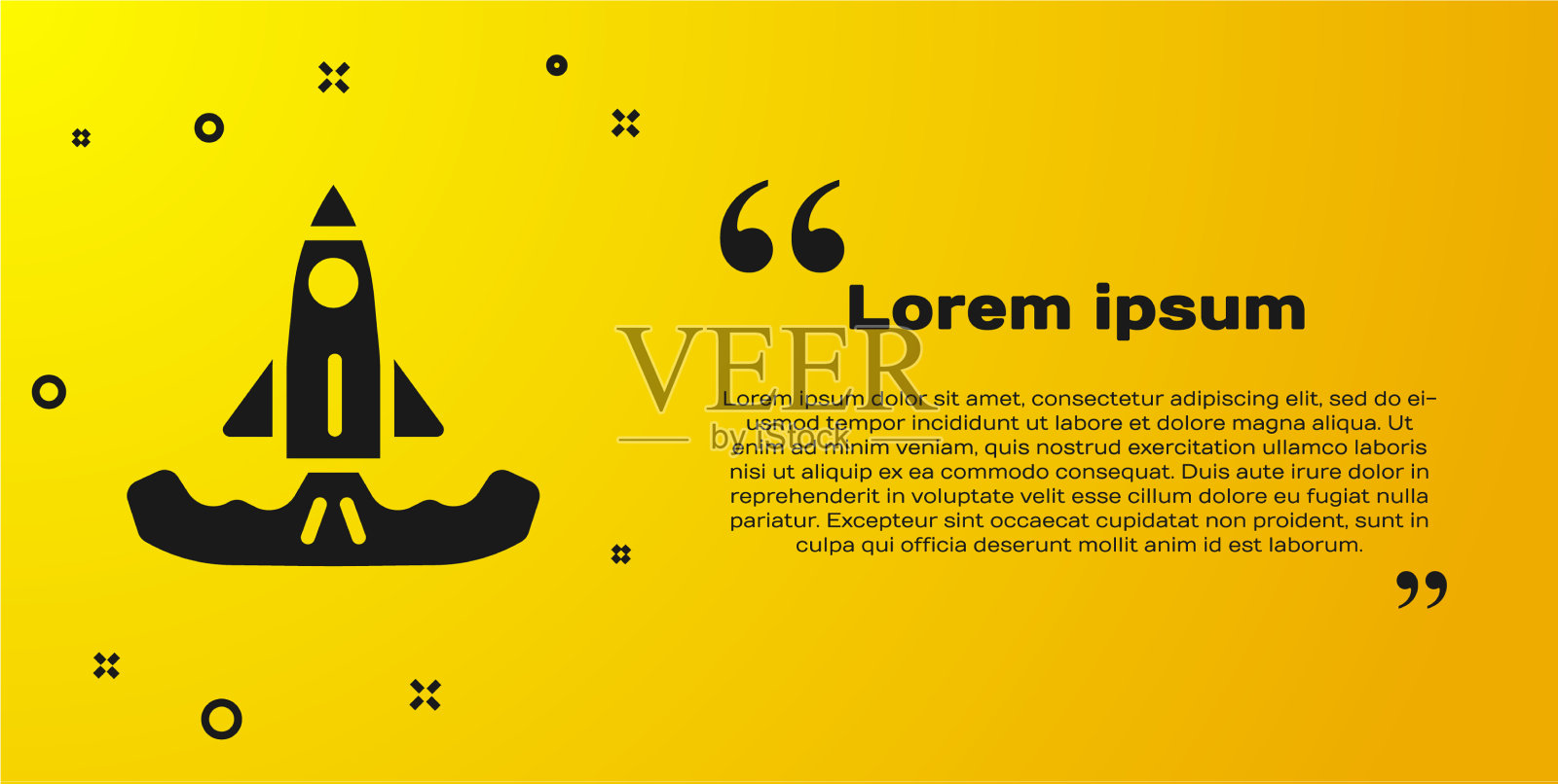 黑色火箭图标孤立在黄色背景上插画图片素材