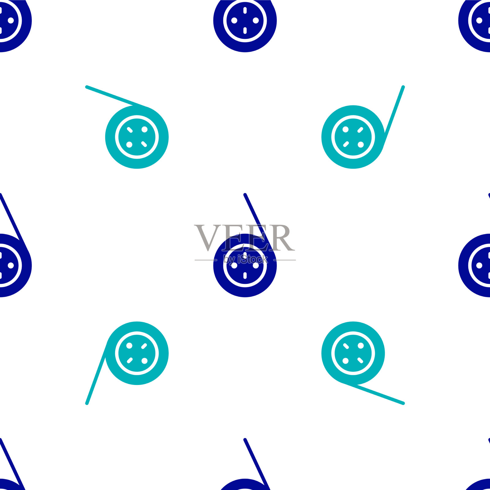 蓝色溜溜球玩具图标隔离无缝图案上插画图片素材