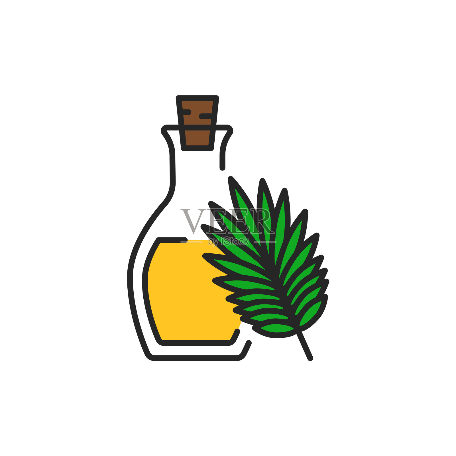 棕榈油玻璃瓶颜色线图标设计元素图片