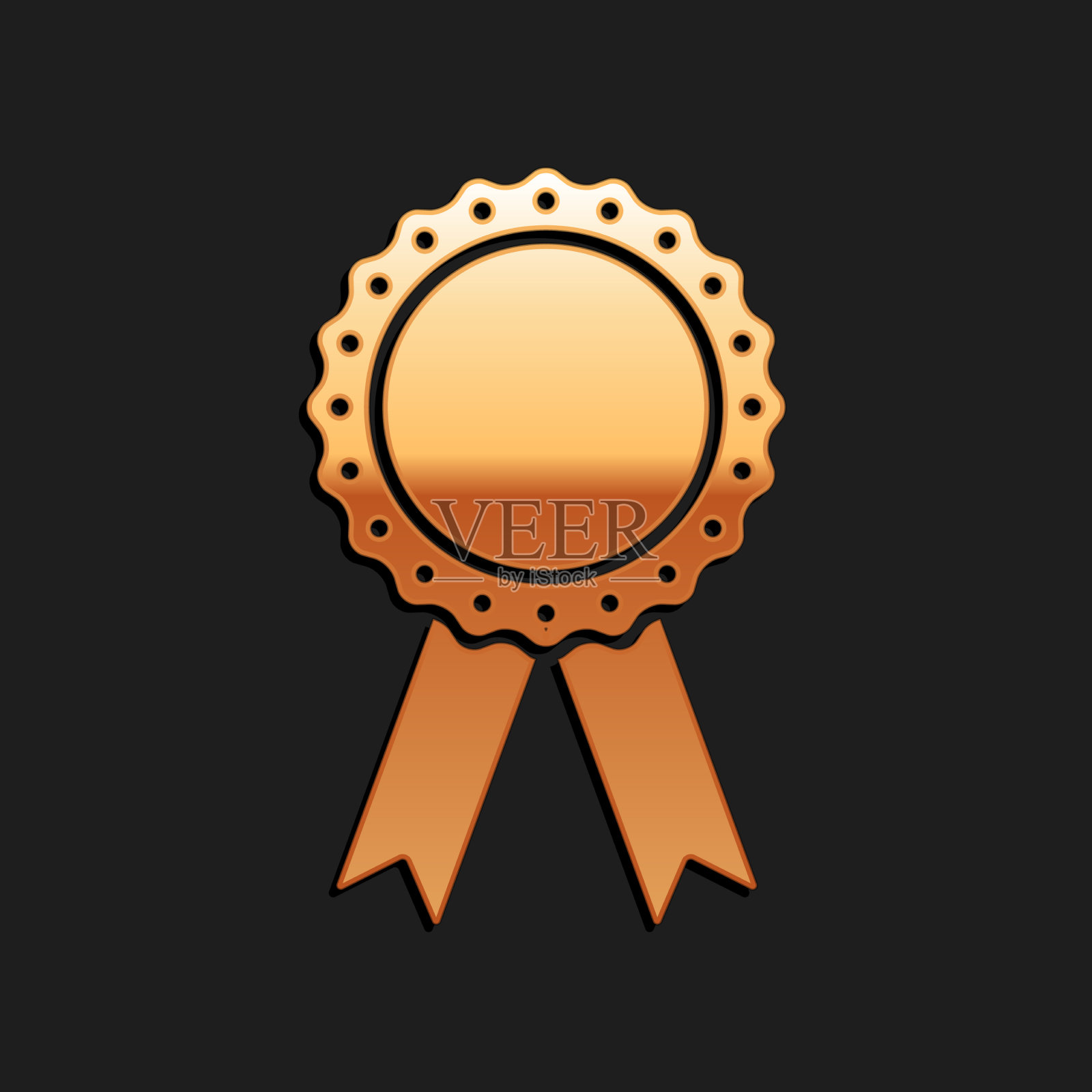 金牌徽章与绶带图标隔离插画图片素材