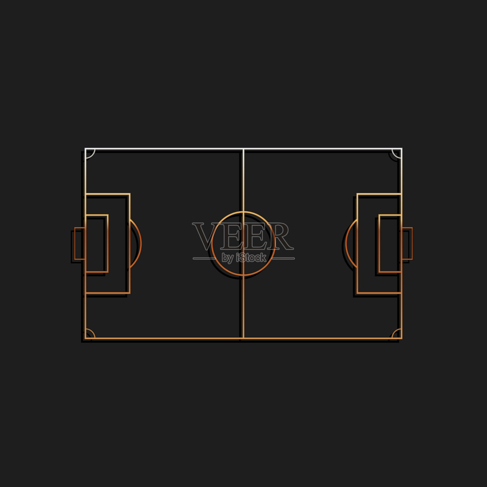 金色足球场或孤立的足球场图标插画图片素材