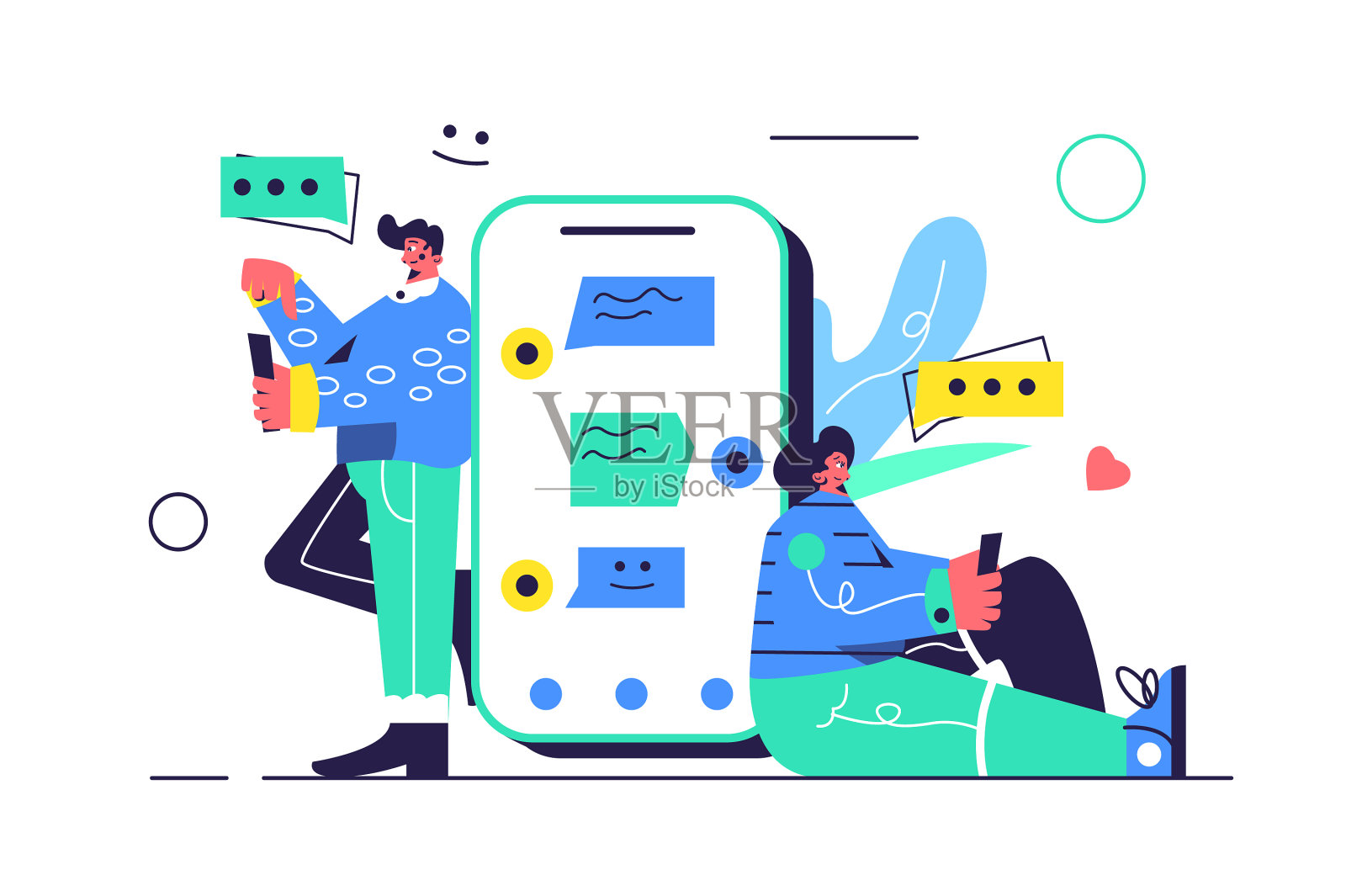 男孩和女孩彼此通信设计元素图片