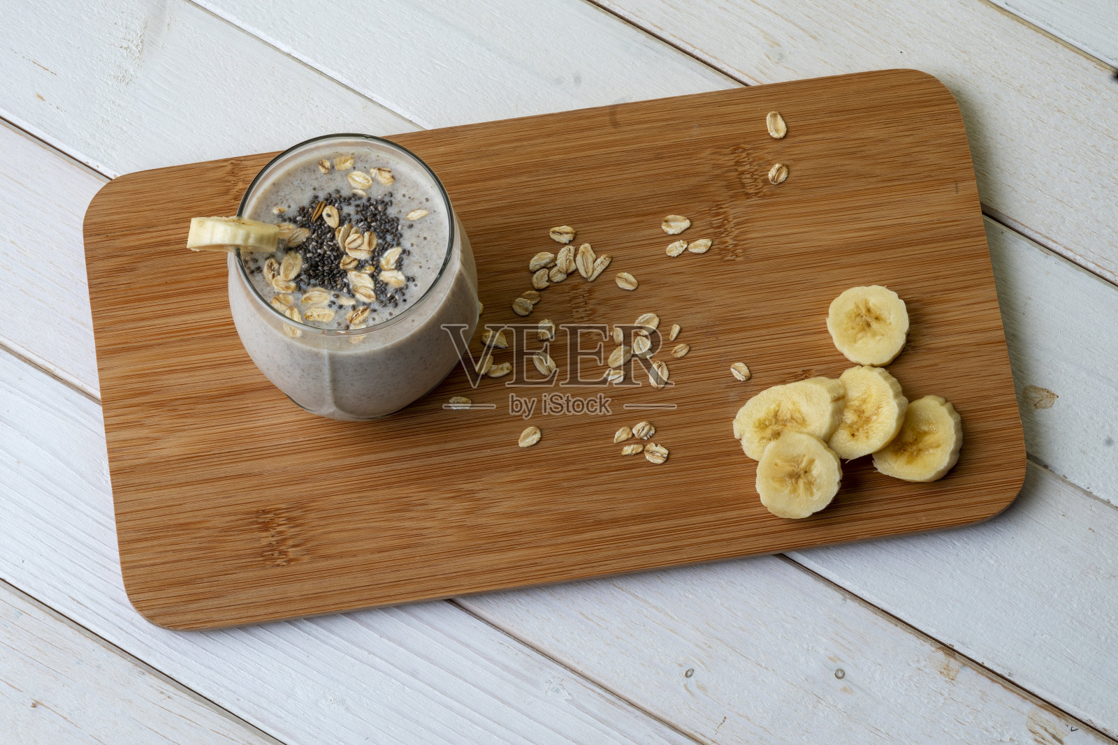 素食奶昔与香蕉库存照片照片摄影图片