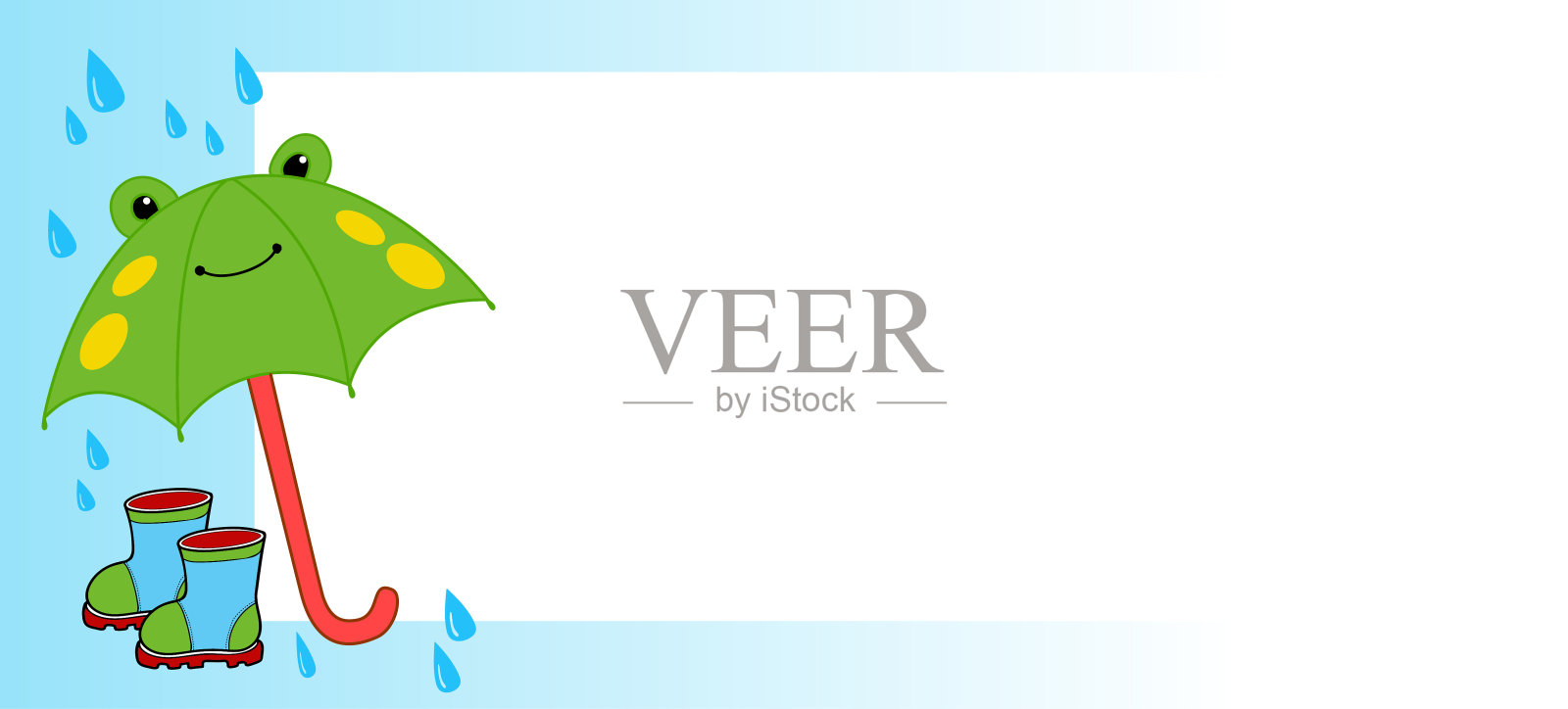 春雨。框架与伞和靴子的形象。插画图片素材