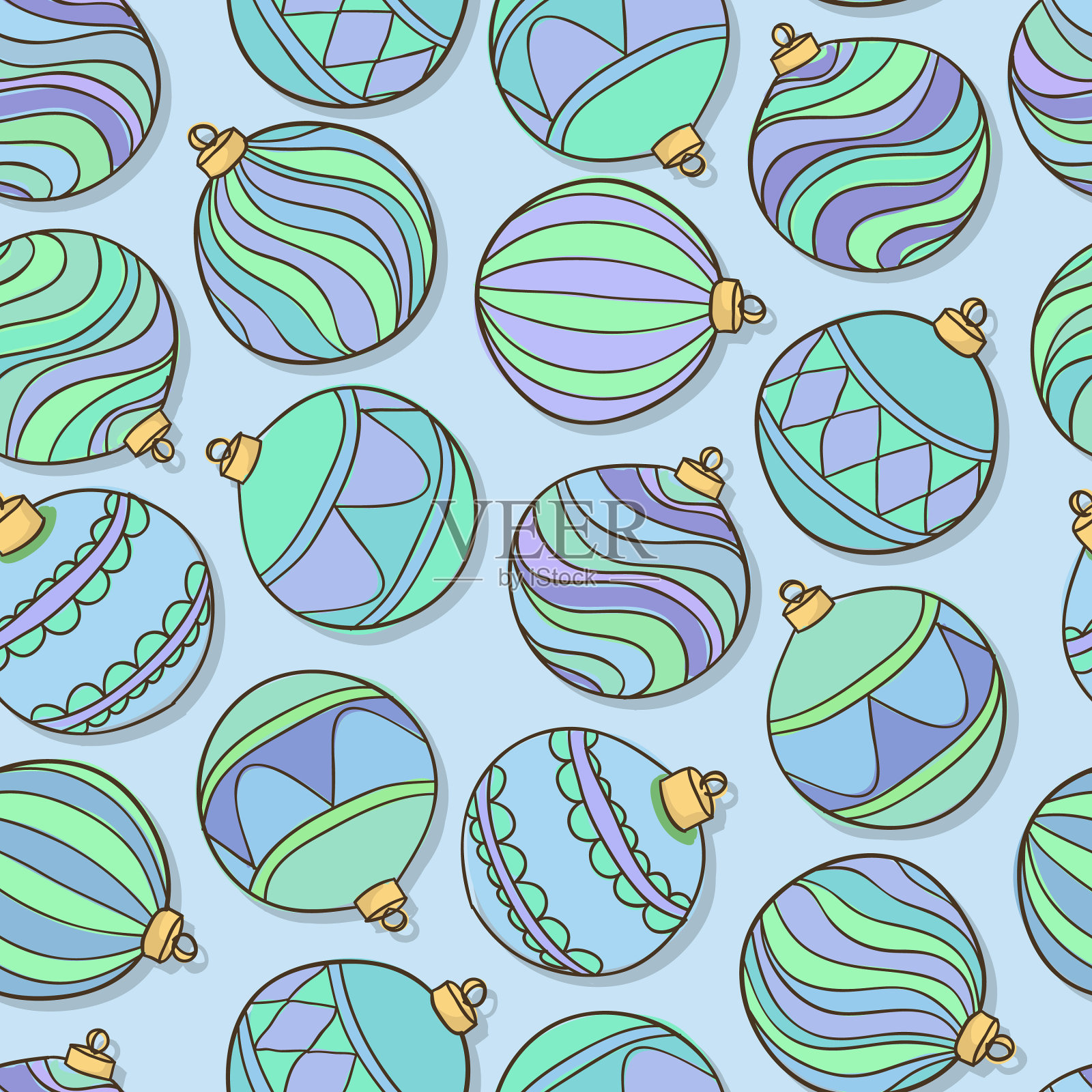 无缝模式与圣诞球插画图片素材