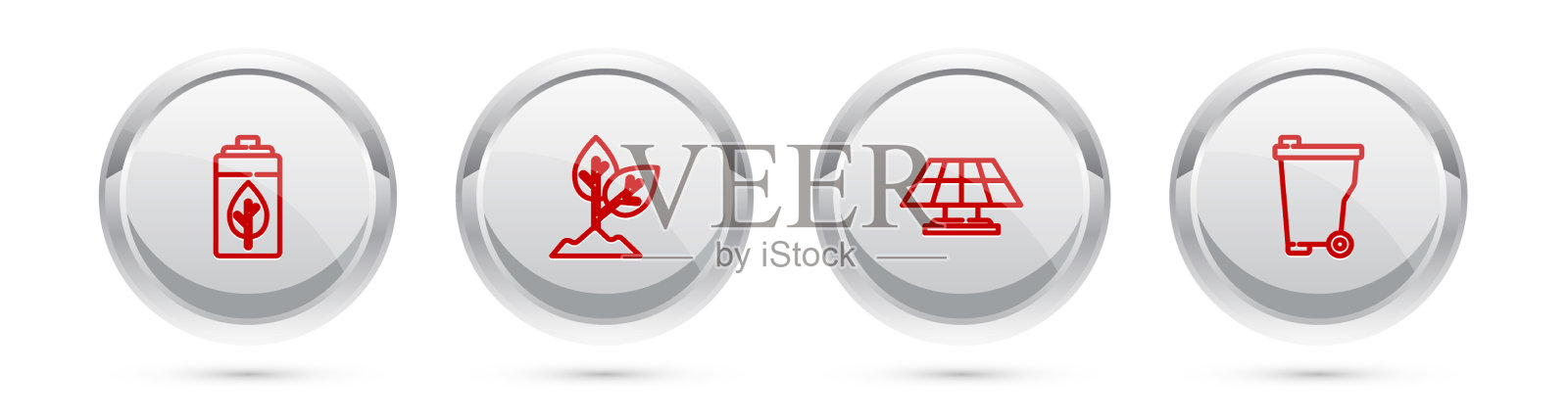 设置生态自然叶片和太阳能电池厂插画图片素材