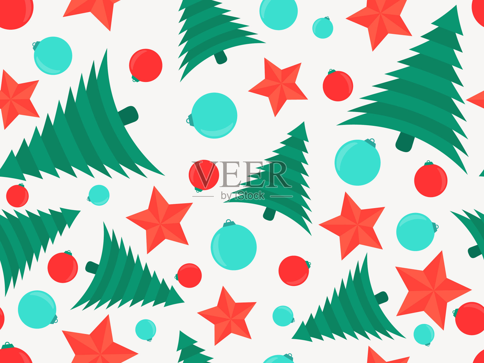 无缝图案圣诞树和圣诞节插画图片素材