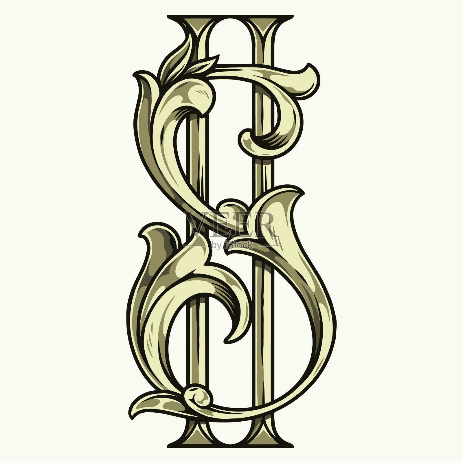 优雅的美元符号五彩缤纷的概念设计元素图片