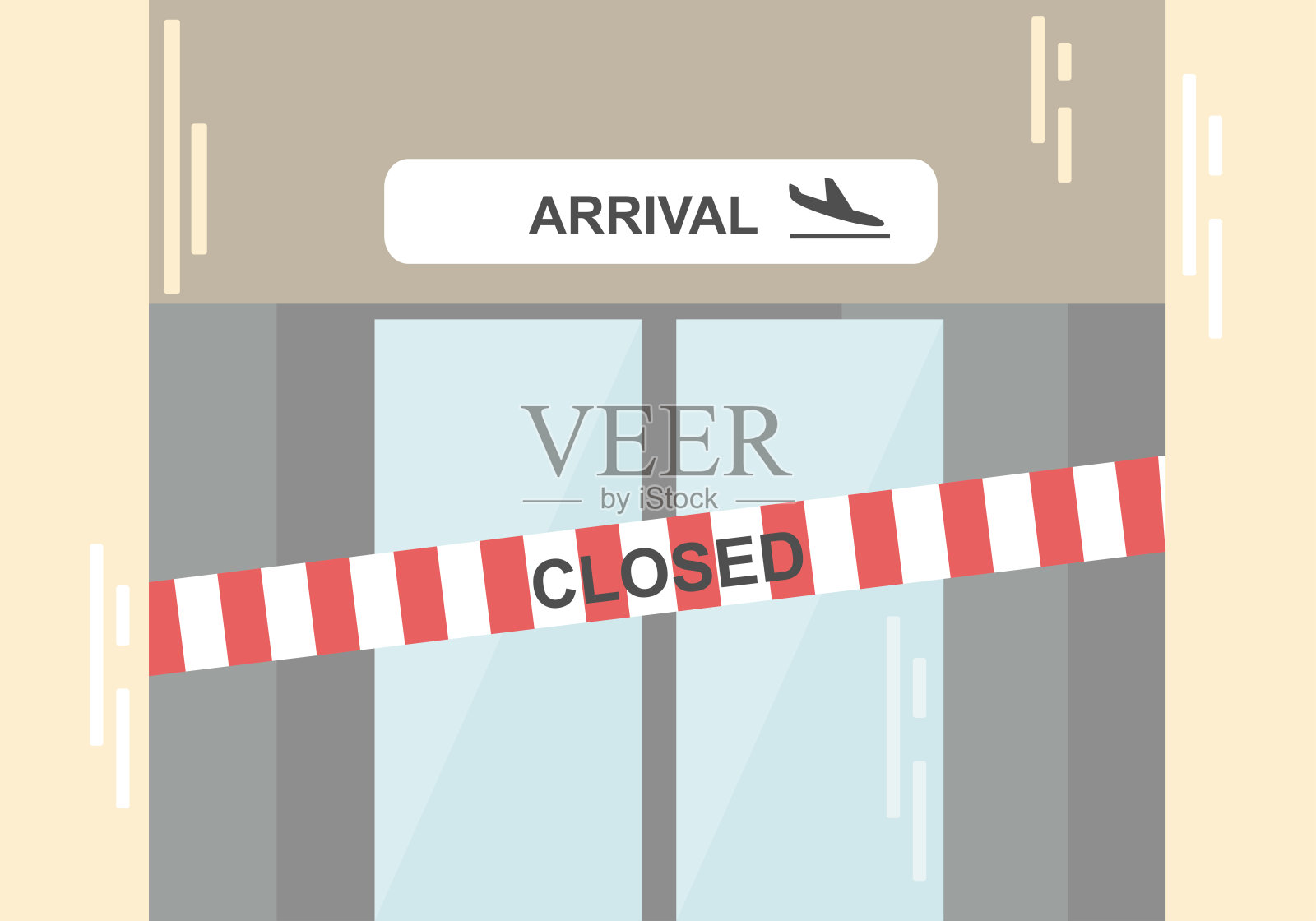 矢量插图的关闭大门在机场与碑文关闭插画图片素材