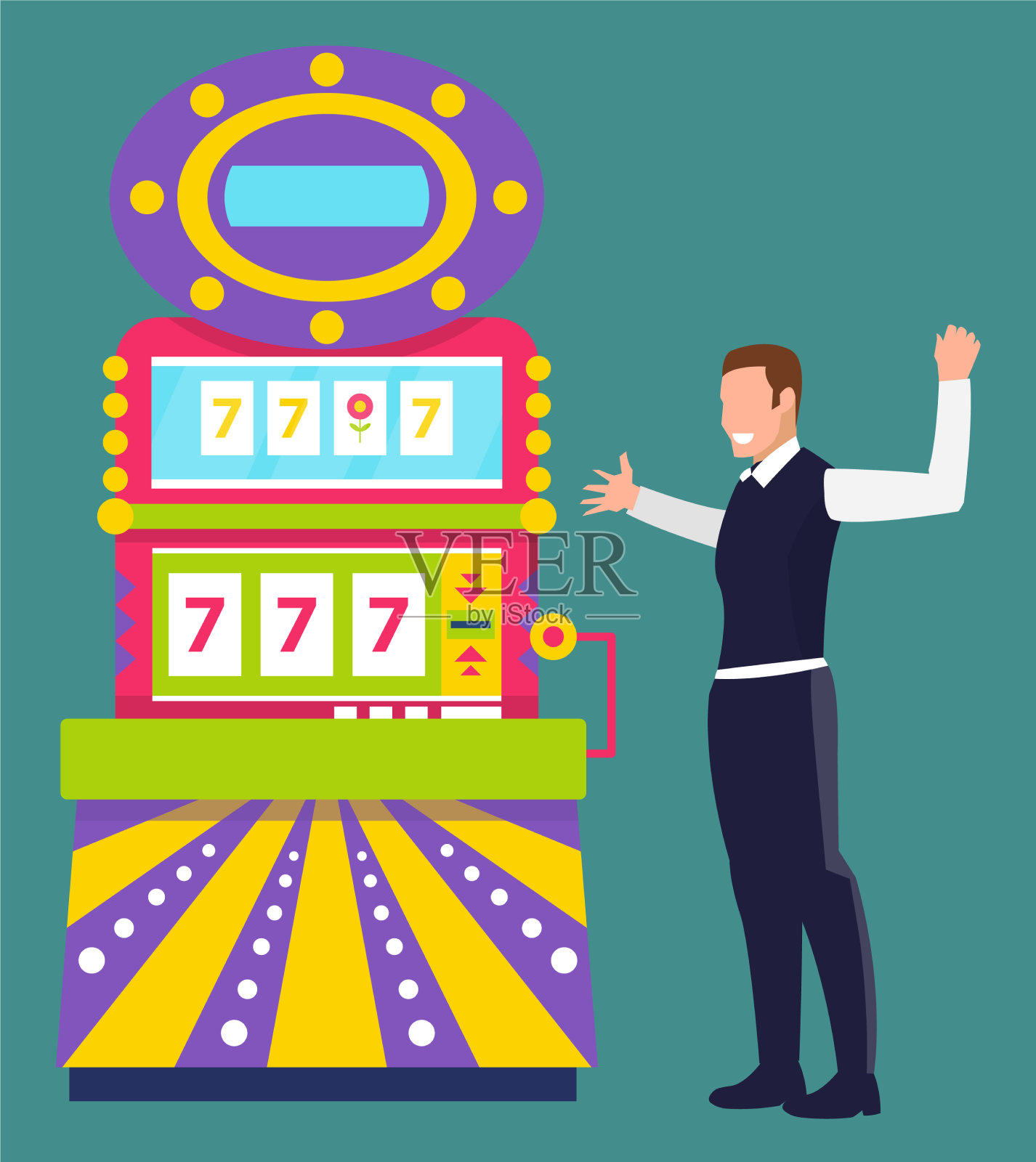 赌场777图标赢家男性插画图片素材