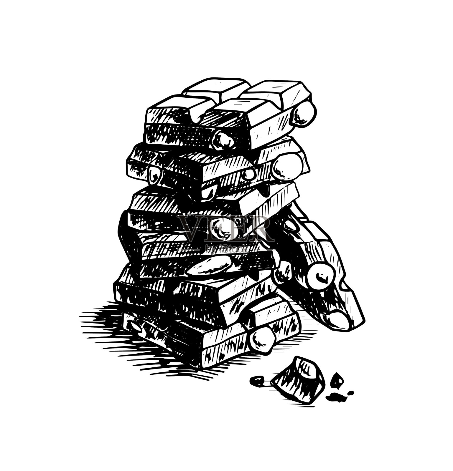 巧克力小品风格孤立在米色背景上。复古风格矢量插图海报。手绘插画图片素材