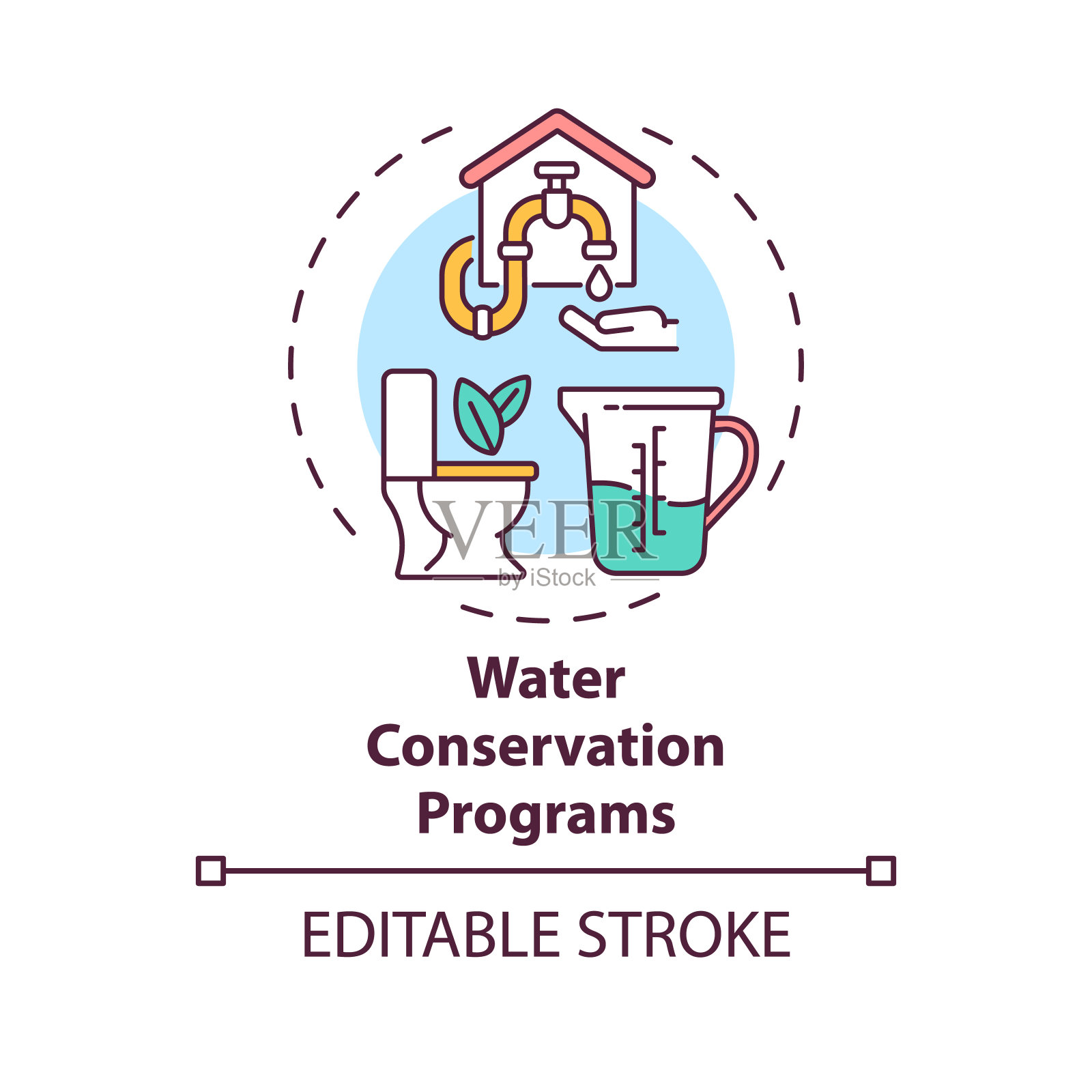 节水项目概念图标插画图片素材