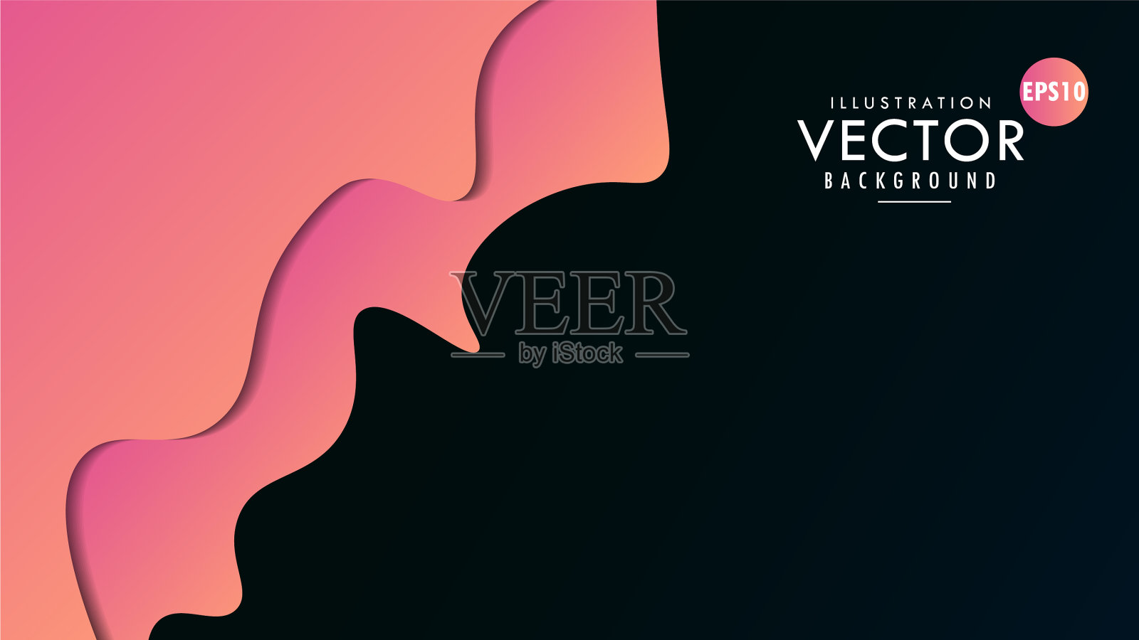 抽象彩色三维最小纸切割波浪液体插画图片素材