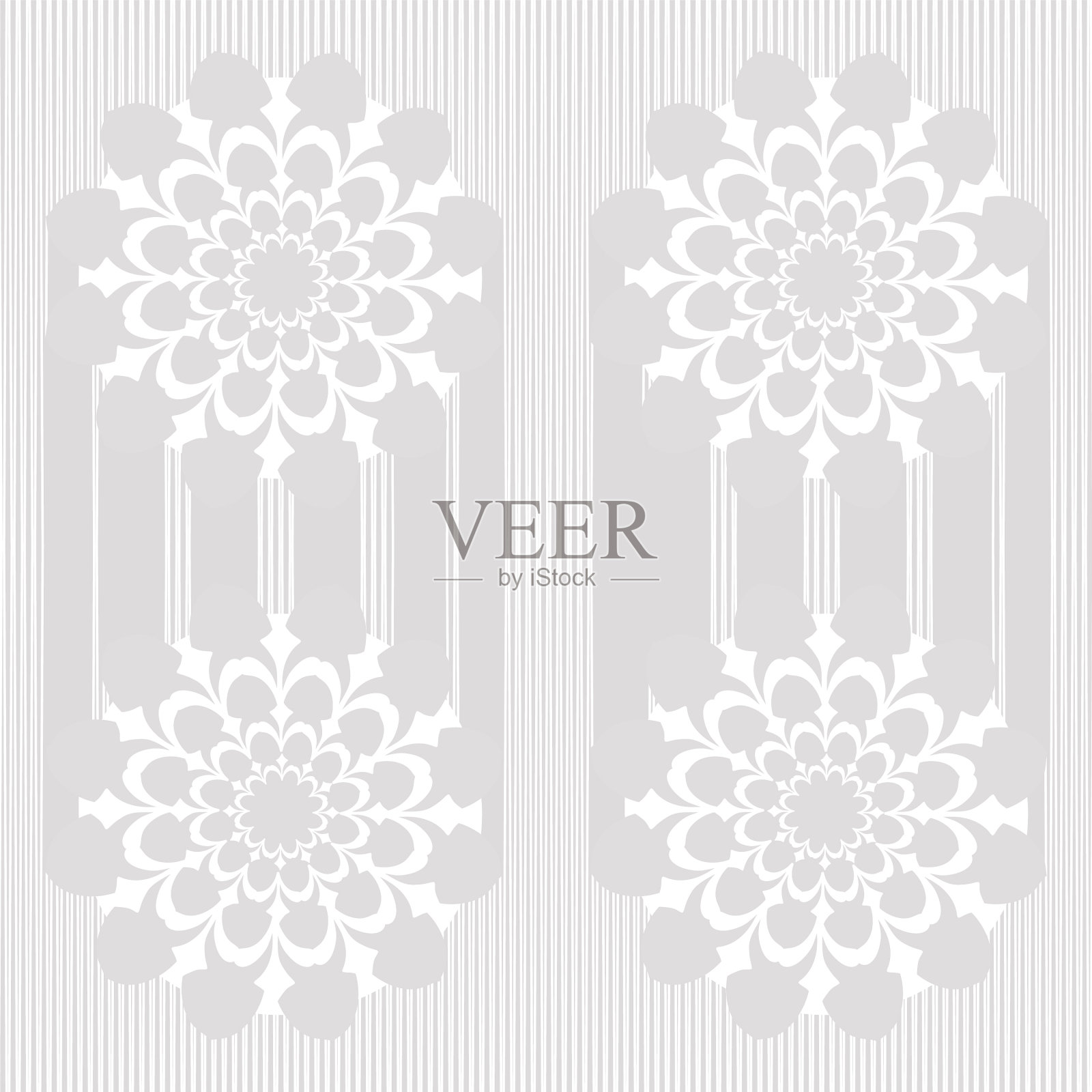 灰色无缝图案与花卉元素插画图片素材