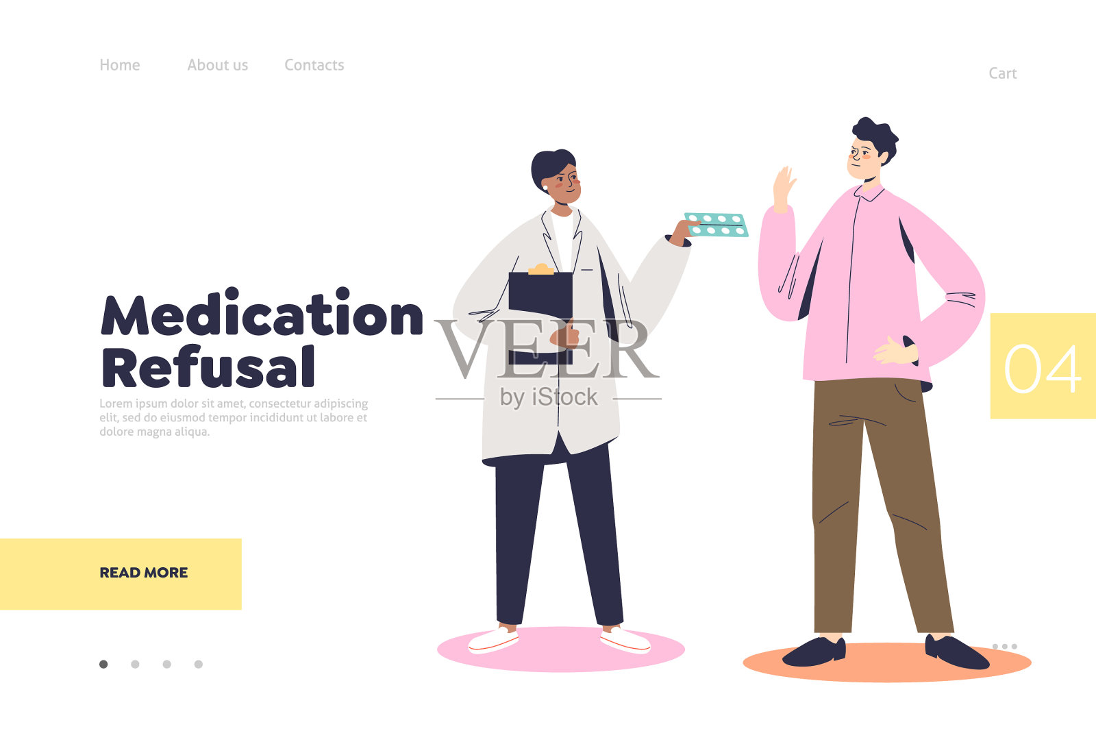 药物拒绝登陆页面概念与男人插画图片素材