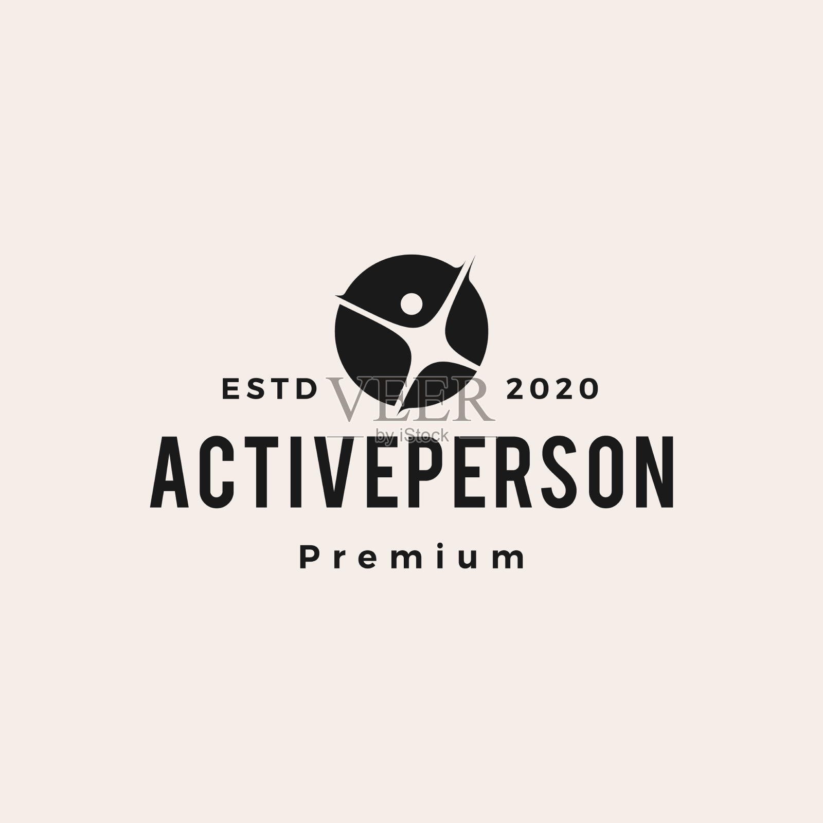 活跃的人人类潮人复古标志图标插画图片素材