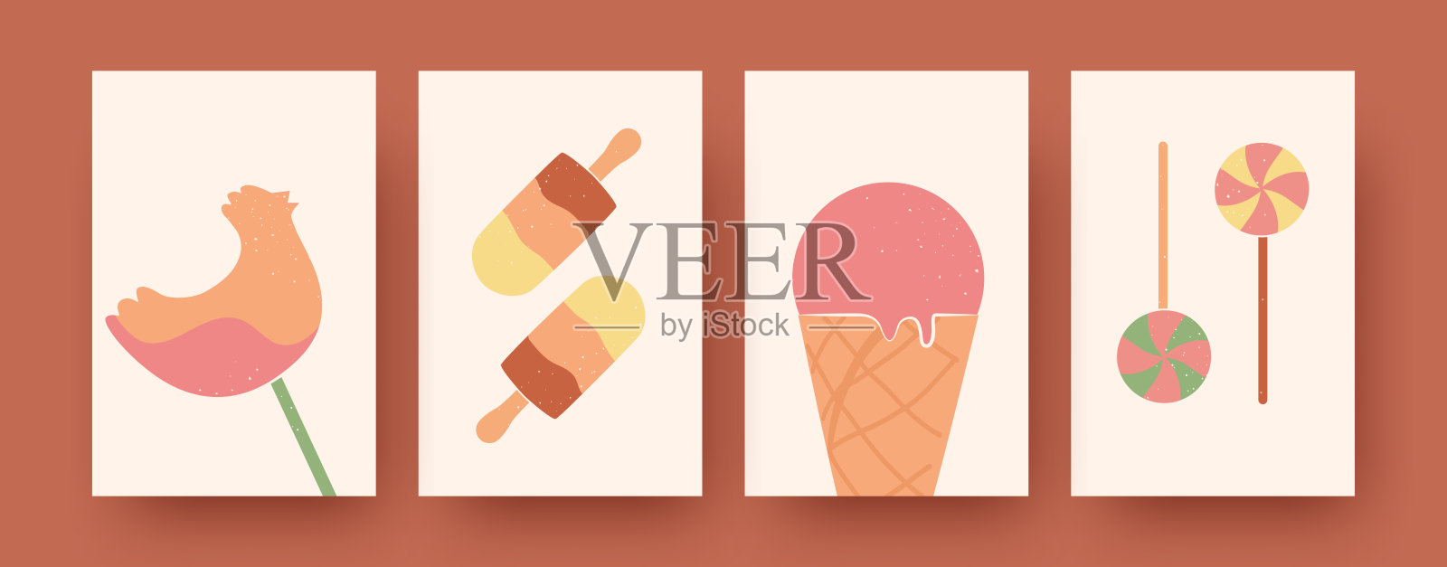 多彩美味小吃收藏当代艺术海报插画图片素材