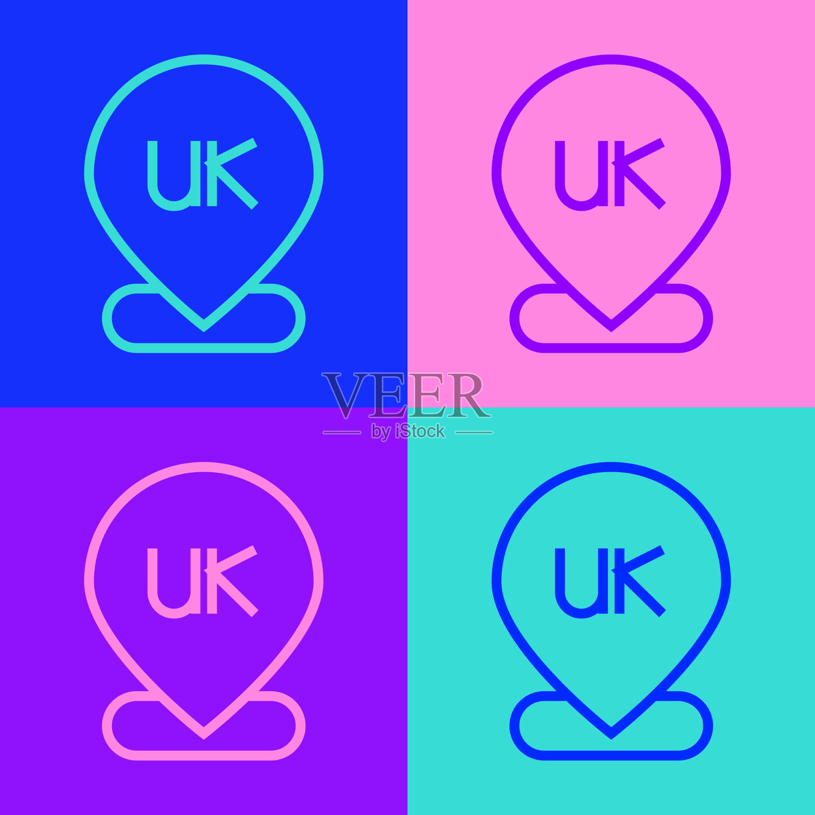 波普艺术线位置英国图标孤立上插画图片素材