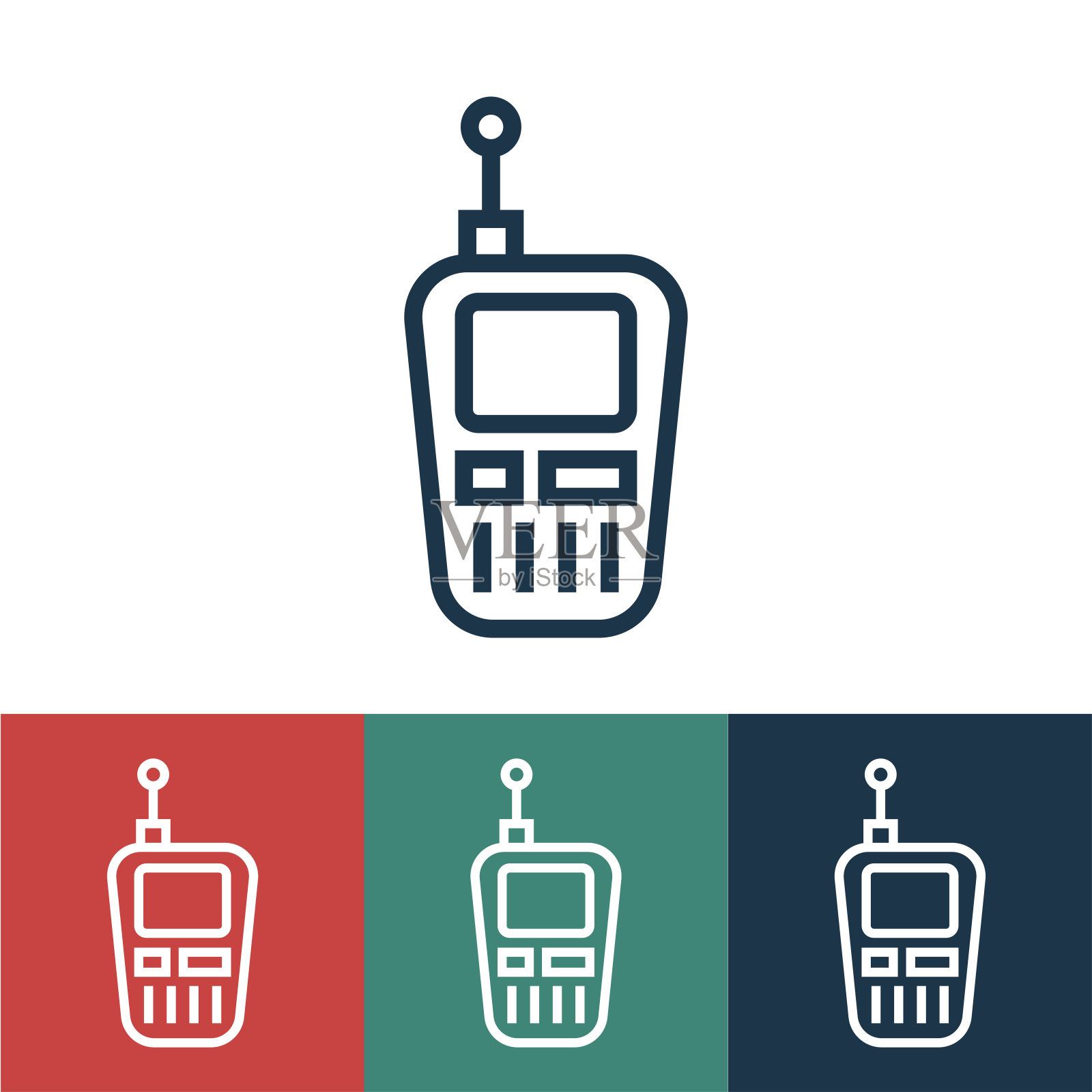 带有对讲机的线性矢量图标图标素材