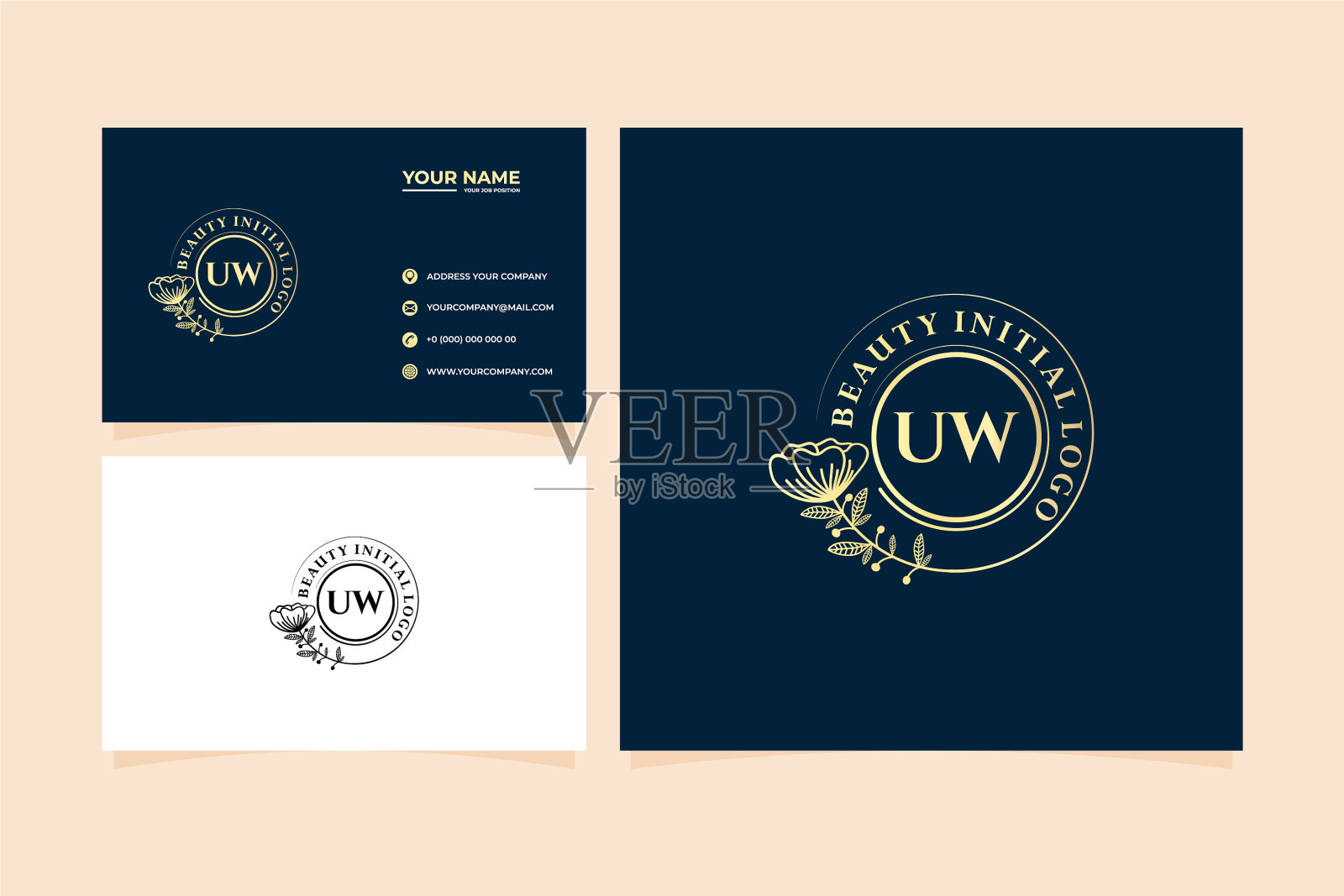 首字母手绘女性和花卉插画图片素材