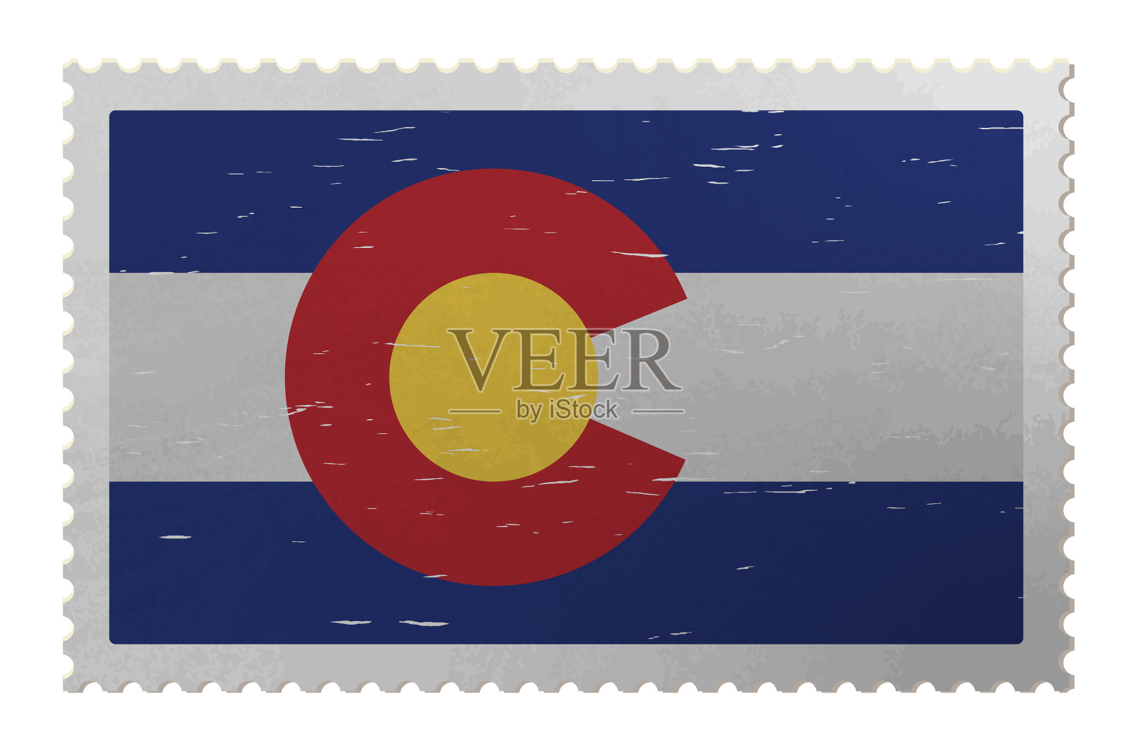 旧邮票上的科罗拉多国旗插画图片素材