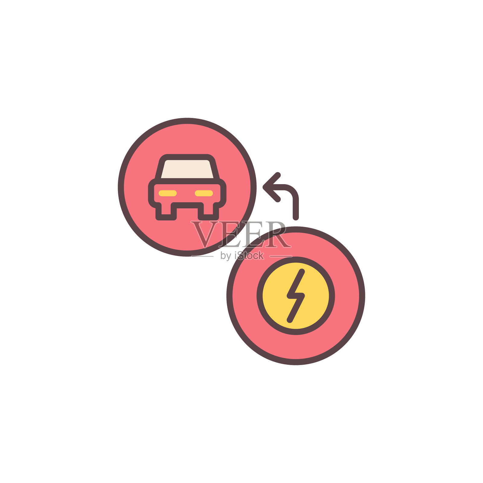 电动汽车充电概念彩色简单图标图标素材