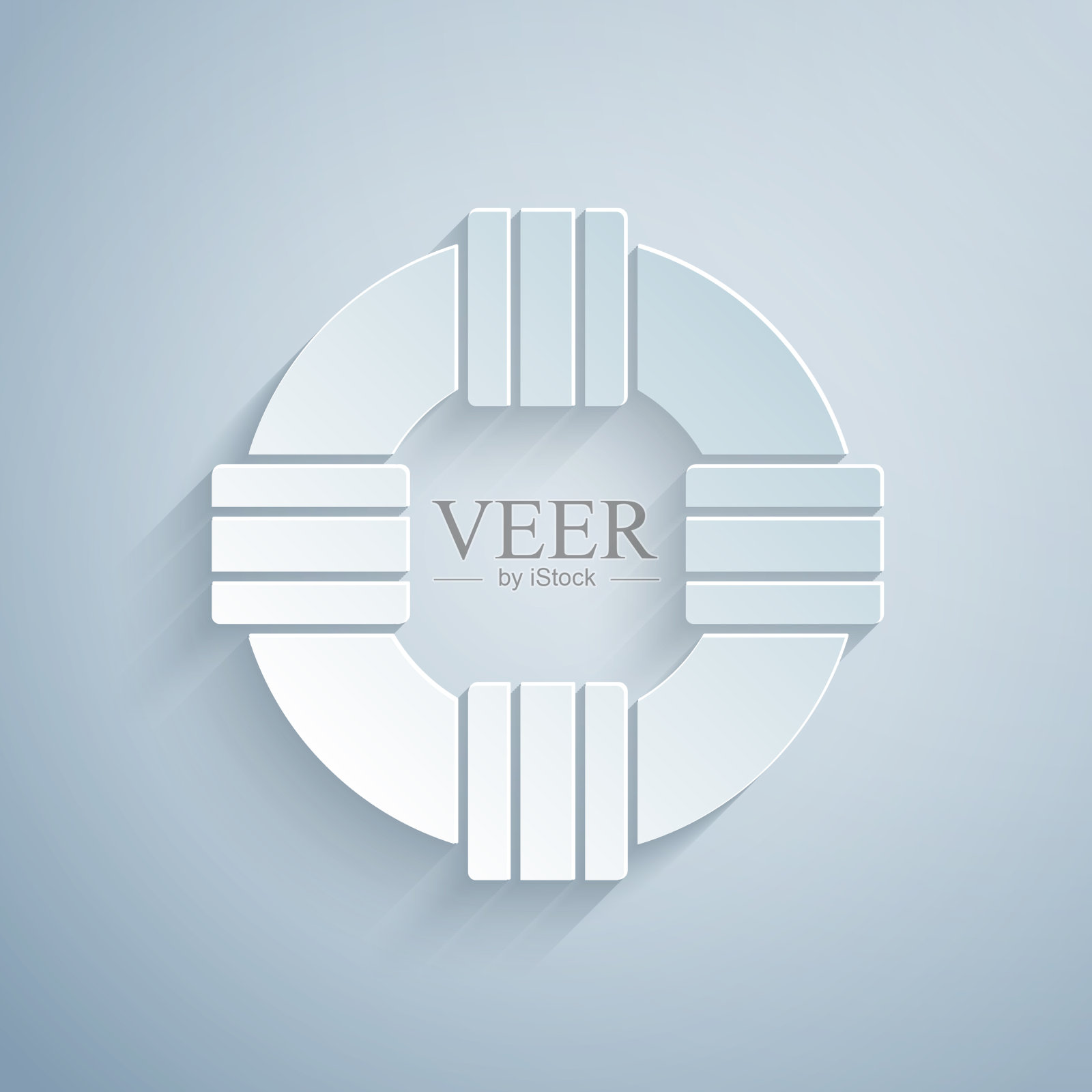 剪纸救生圈图标孤立在灰色图标素材