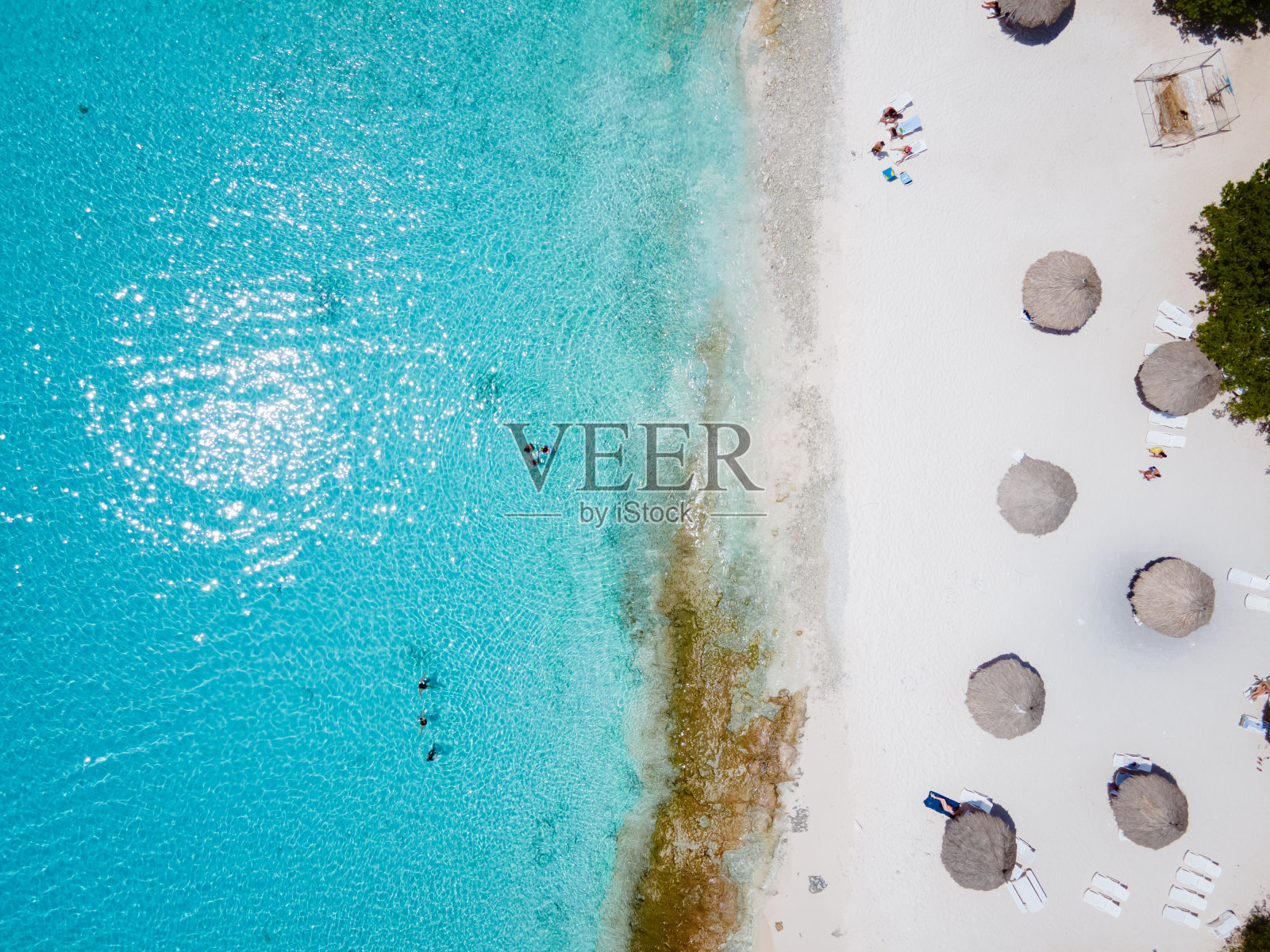 卡斯阿布海滩在加勒比库拉索岛，普拉亚卡斯阿布在库拉索加勒比照片摄影图片