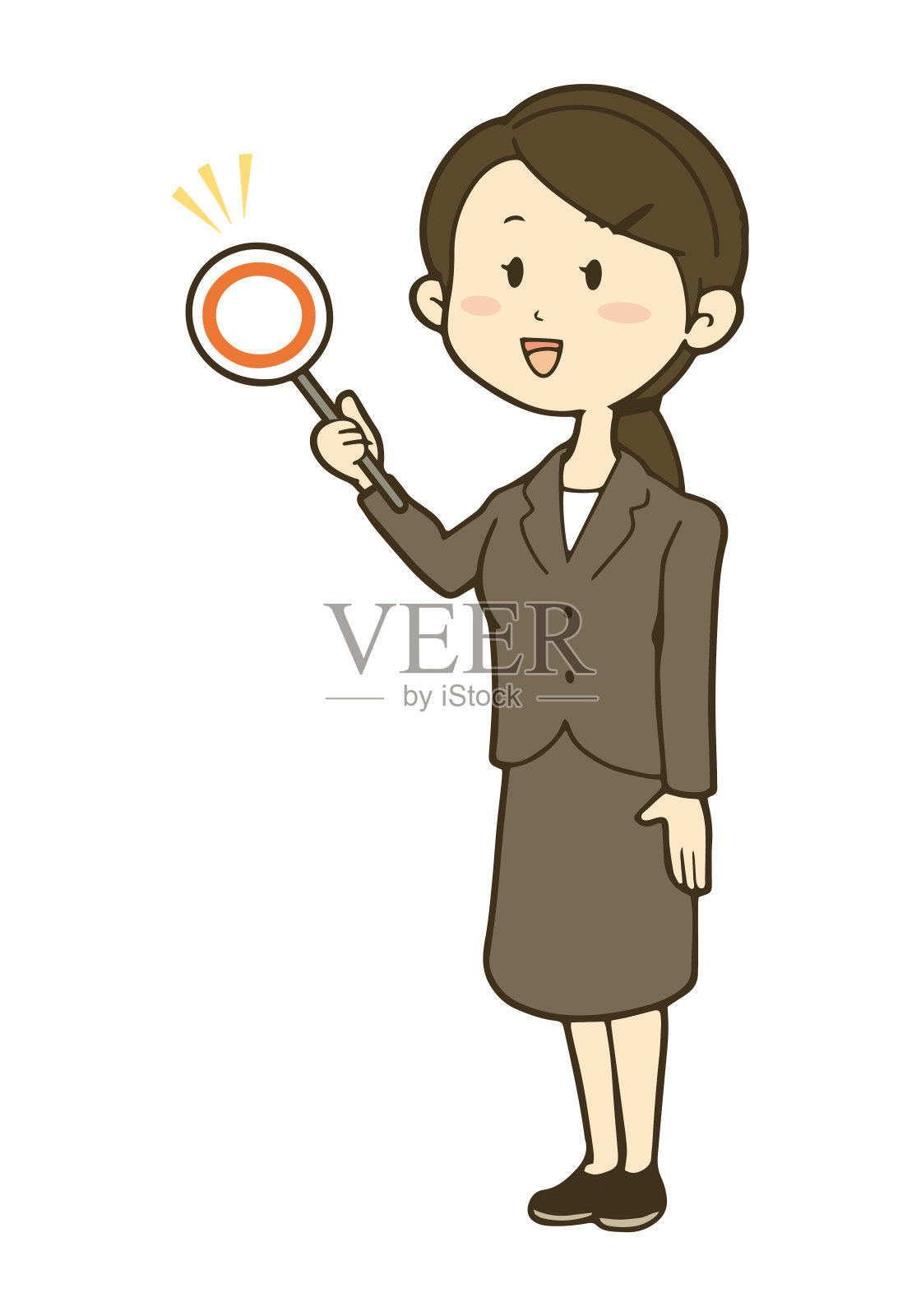 一个穿着西装的女人举着“OK”的标志。设计元素图片