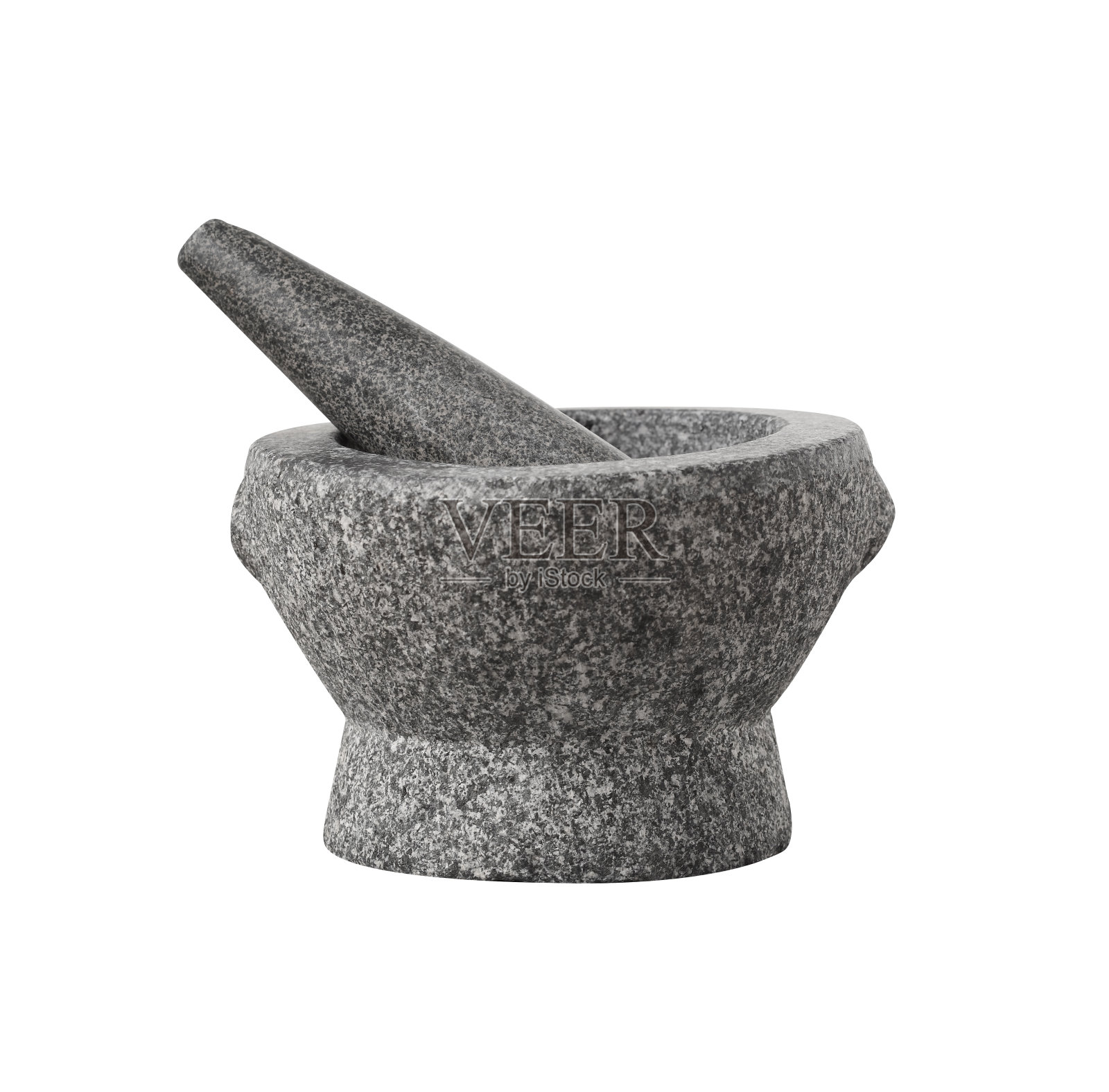 亚洲石臼和杵，用于烹饪咖喱酱孤立在白色背景上照片摄影图片