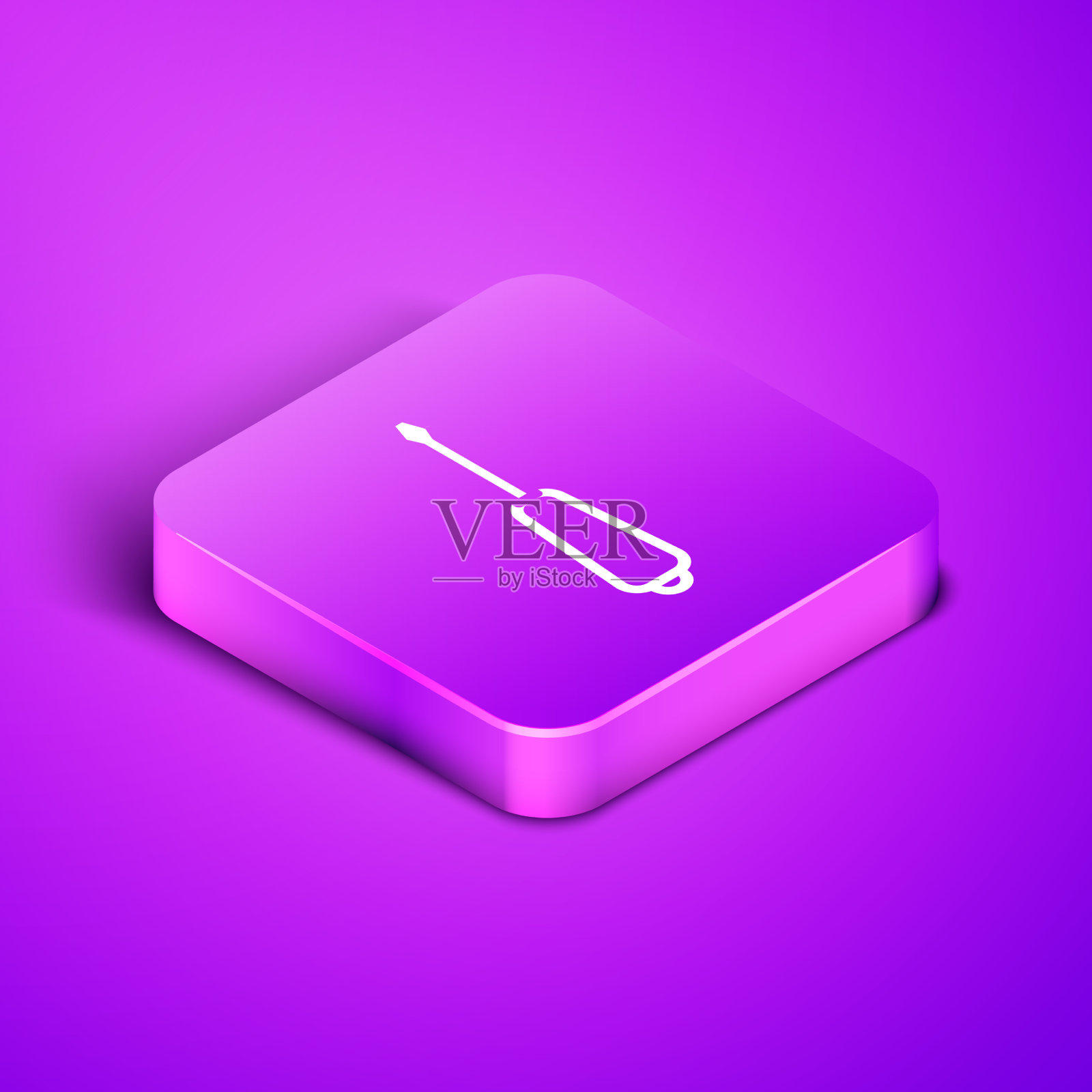 等距线螺丝刀图标隔离在紫色上图标素材