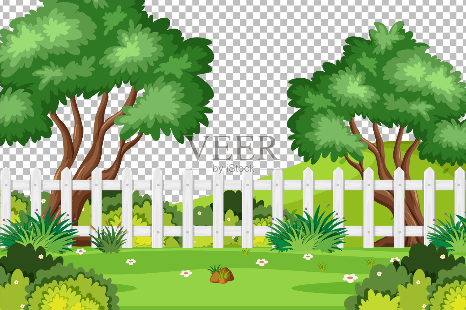 公园自然景观上的空白通透插画图片素材