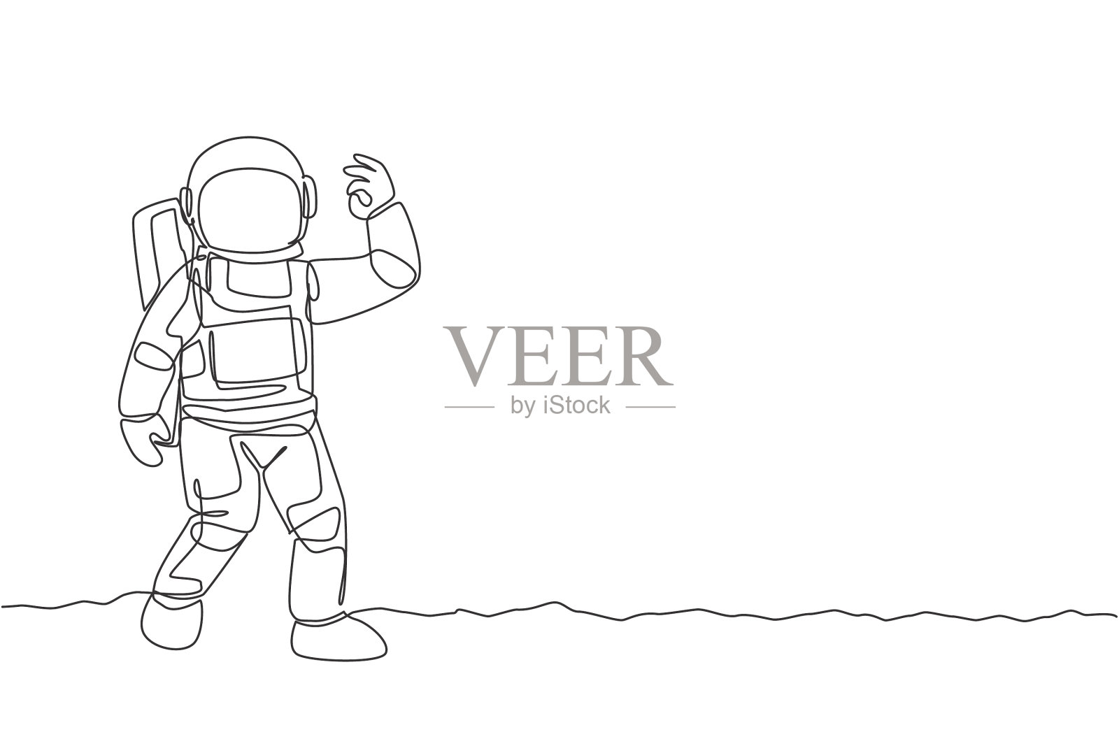 一个单线画的宇航员可以设计元素图片