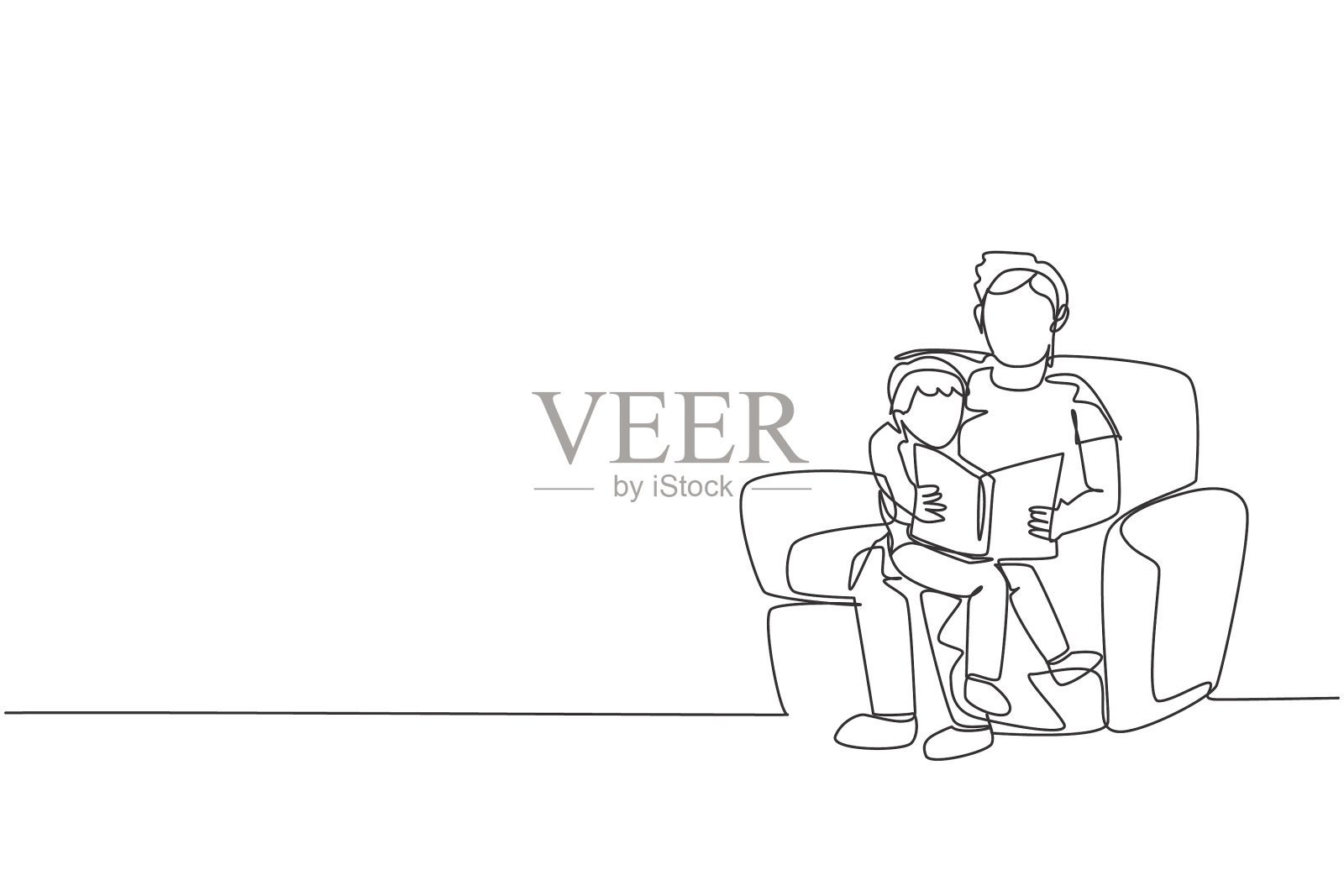 一条连续的线画着年轻的父亲设计元素图片