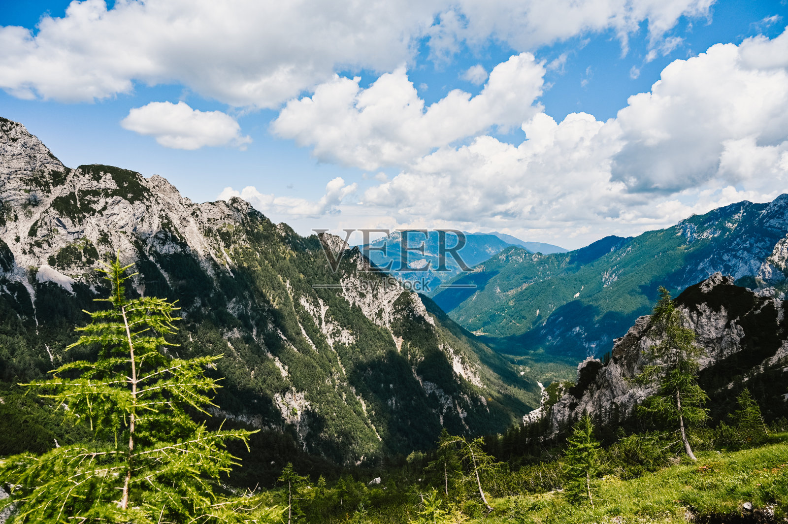 洛加尔谷或洛加尔斯卡dolina，斯洛文尼亚，欧洲。在萨维雅阿尔卑斯山和斯洛文尼亚山徒步旅行。在triglav国家公园徒步旅行的热门地点照片摄影图片