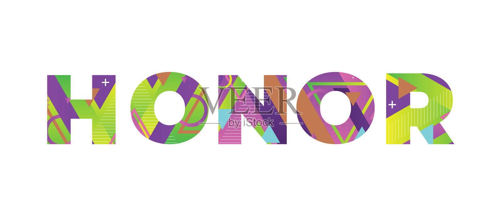 荣誉概念复古多彩的字艺术插画图片素材