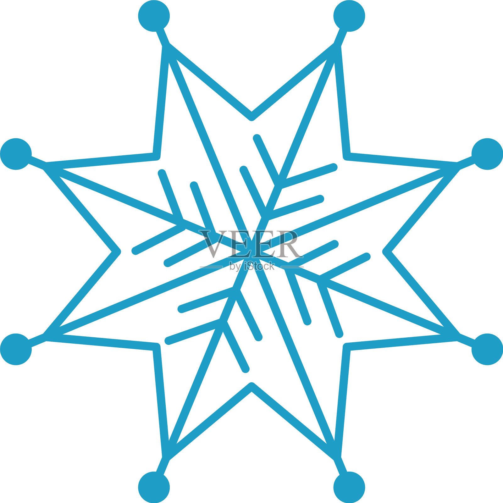 装饰圣诞雪花线条风格的图标设计元素图片