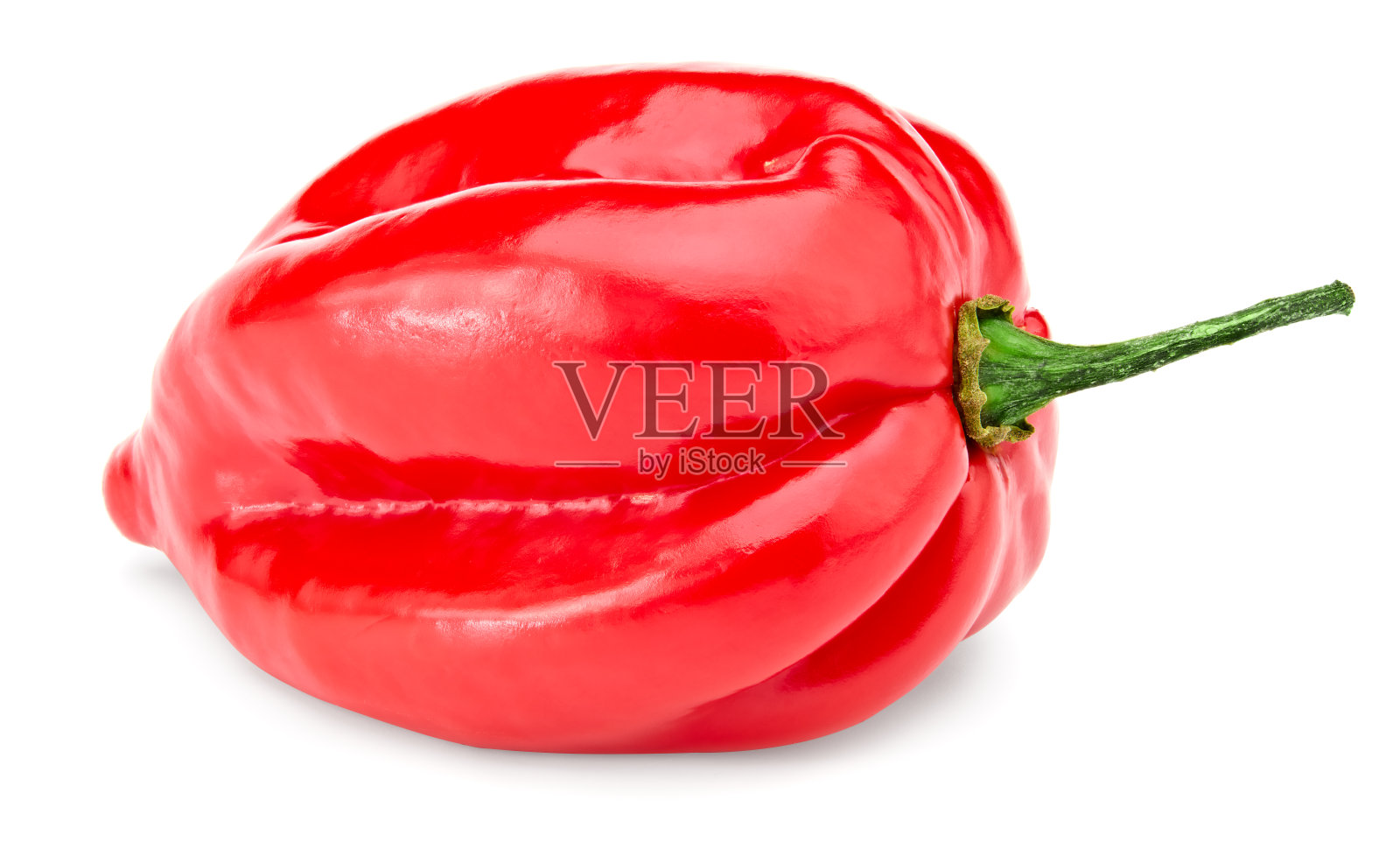 哈瓦那辣椒红辣椒孤立在白色背景。剪切路径照片摄影图片