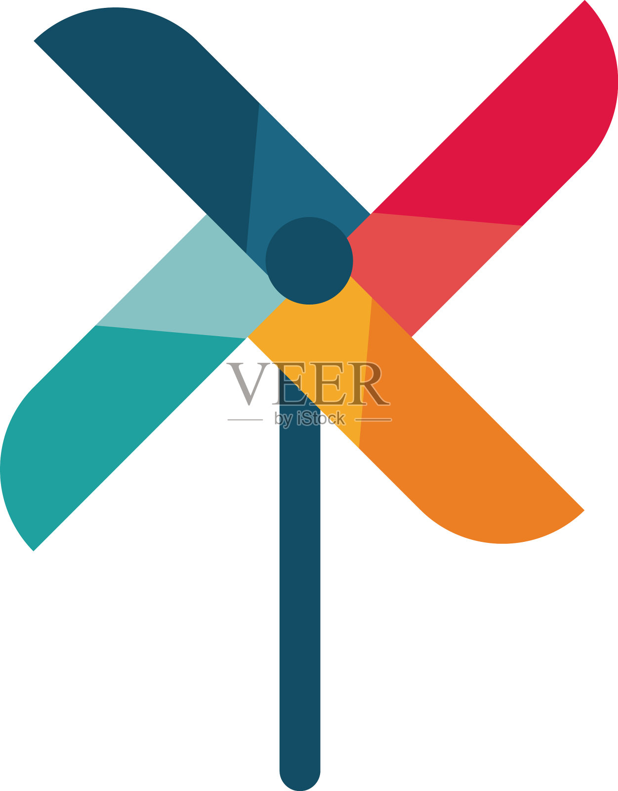 风力涡轮机玩具平面风格的图标图标素材