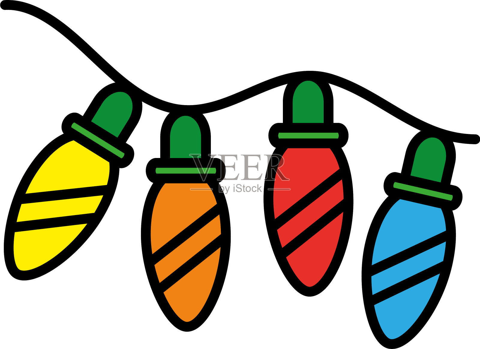 圣诞快乐彩灯行，装风格设计元素图片