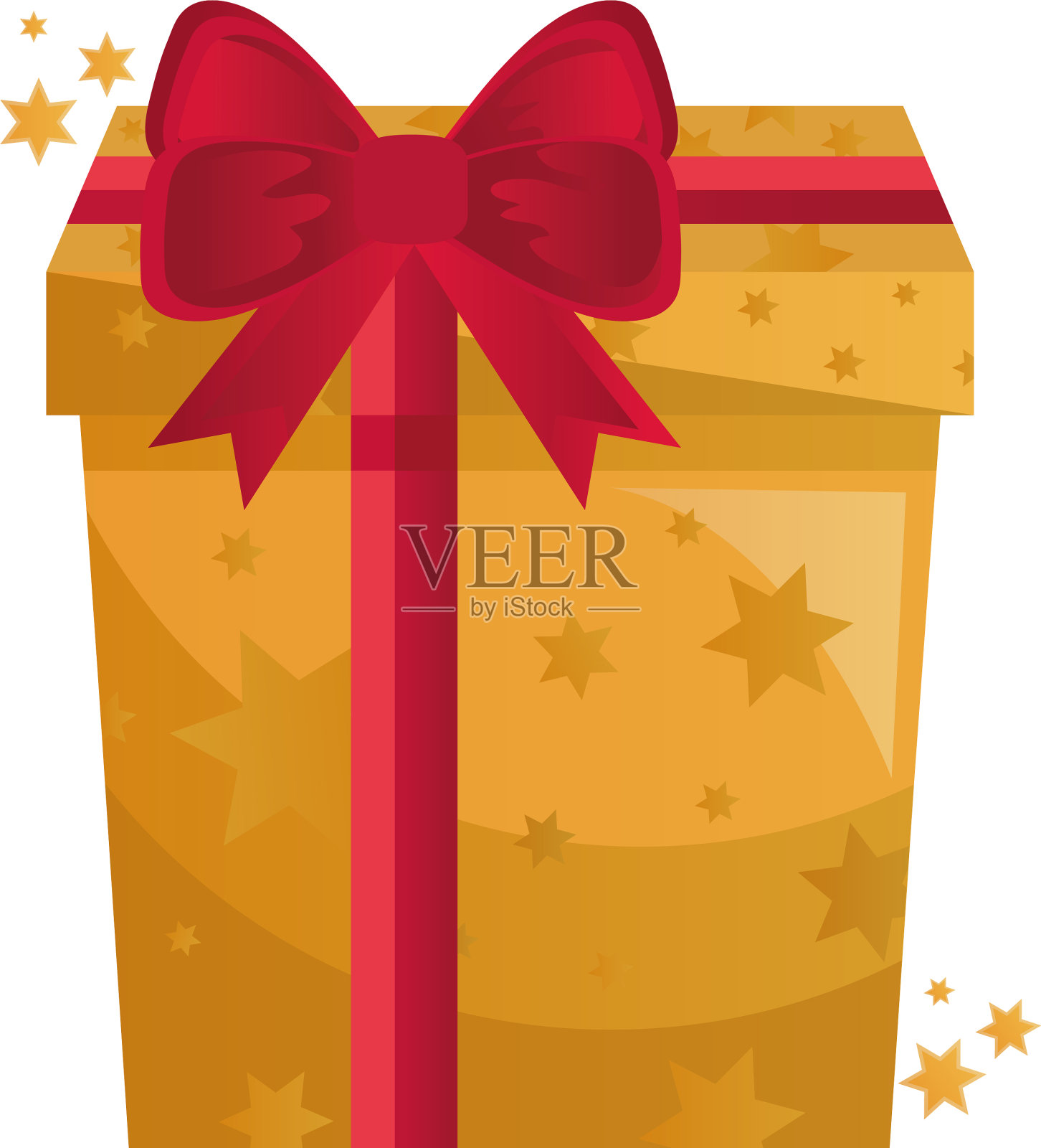 礼盒呈现金色与红色蝴蝶结设计元素图片