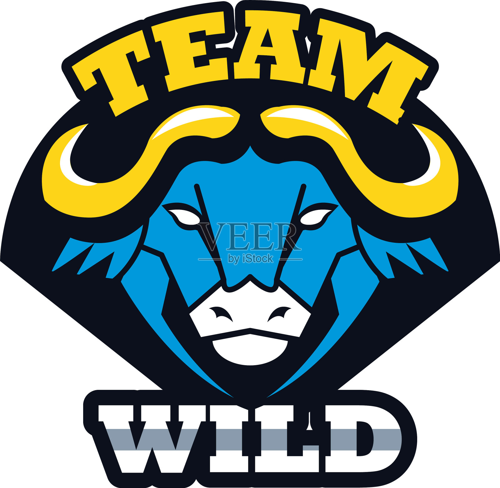 水牛头动物标志与团队野生图标插画图片素材