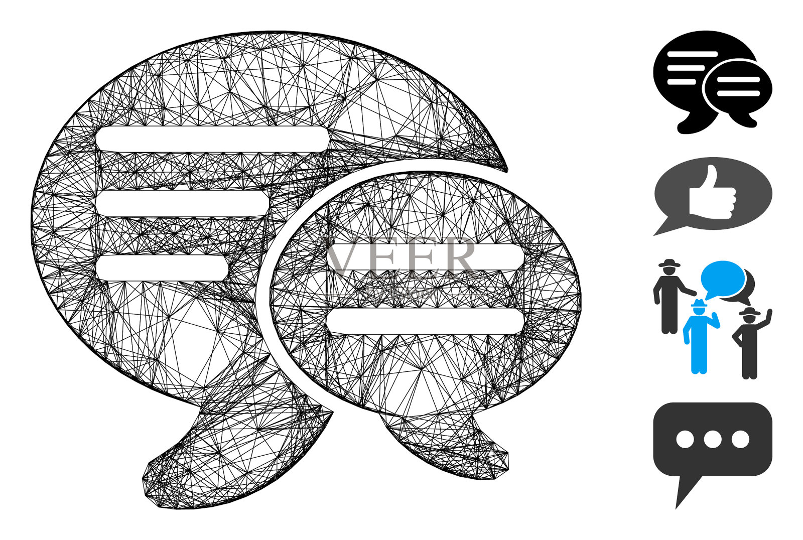 线性聊天网插画图片素材