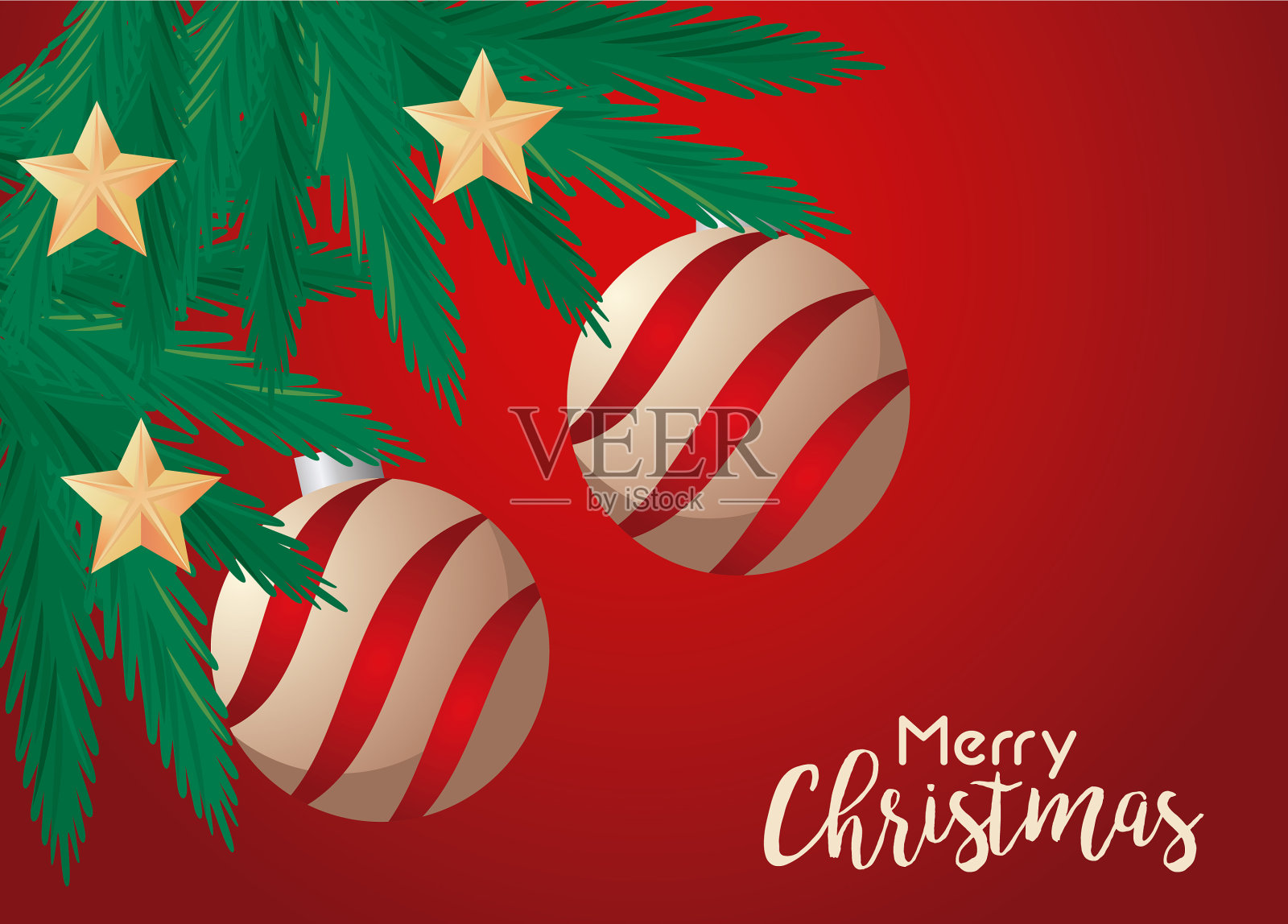 圣诞快乐，有球的卡片插画图片素材