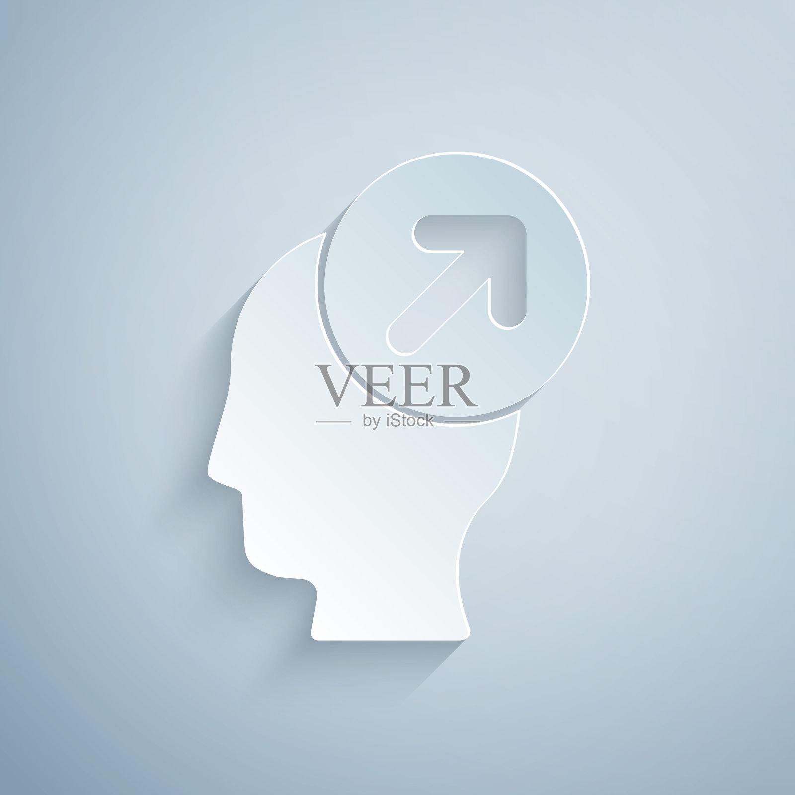 剪纸头部狩猎概念图标孤立在灰色背景。商业目标或就业标志。为企业提供人力资源和招聘服务。纸艺术风格。向量插画图片素材