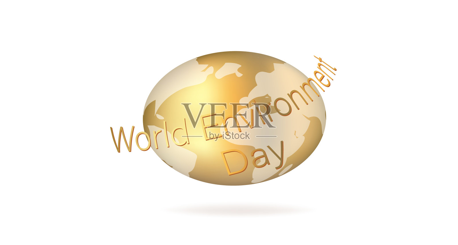 世界环境日。金词。金色的地球。宝贵的星球。环境保护。矢量插图。白色背景。插画图片素材