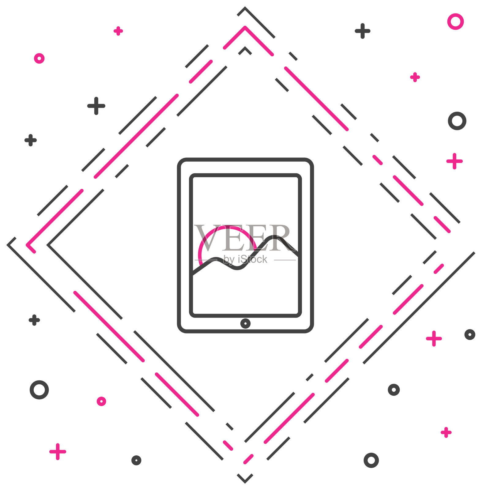 线图形平板电脑图标隔离在白色插画图片素材