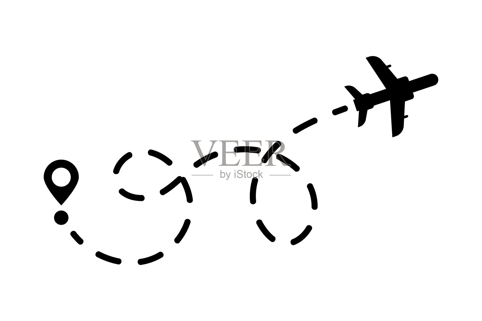 白色背景上的飞机和它的踪迹。矢量图插画图片素材