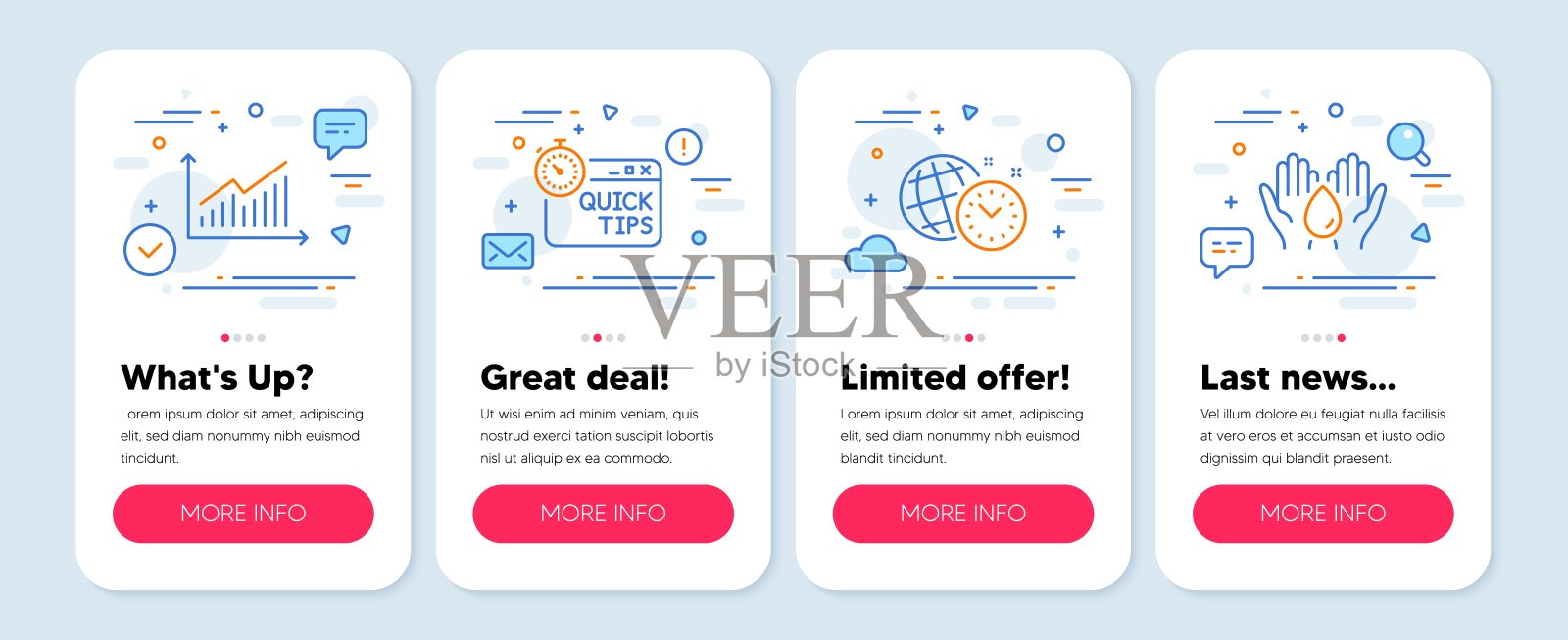 一组科学图标，如时间管理，快速提示，图形符号。安全水线图标。向量插画图片素材