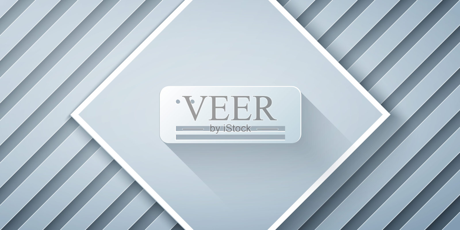 剪纸空调图标孤立在灰色背景。分体式空调。冷、冷气候控制系统。纸艺术风格。向量插画图片素材